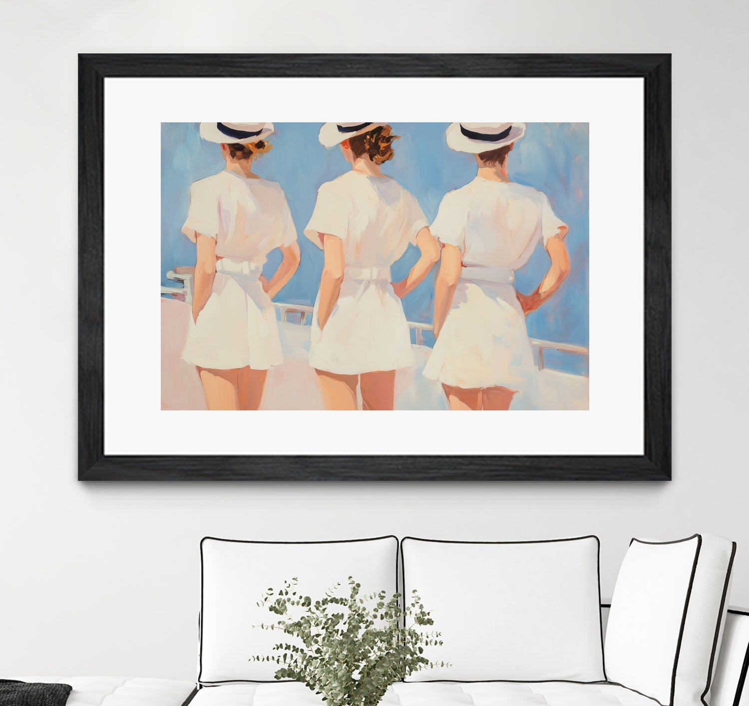 Retro Three Sailors by Melloi Art Prints on GIANT ART - woman paintings woman
