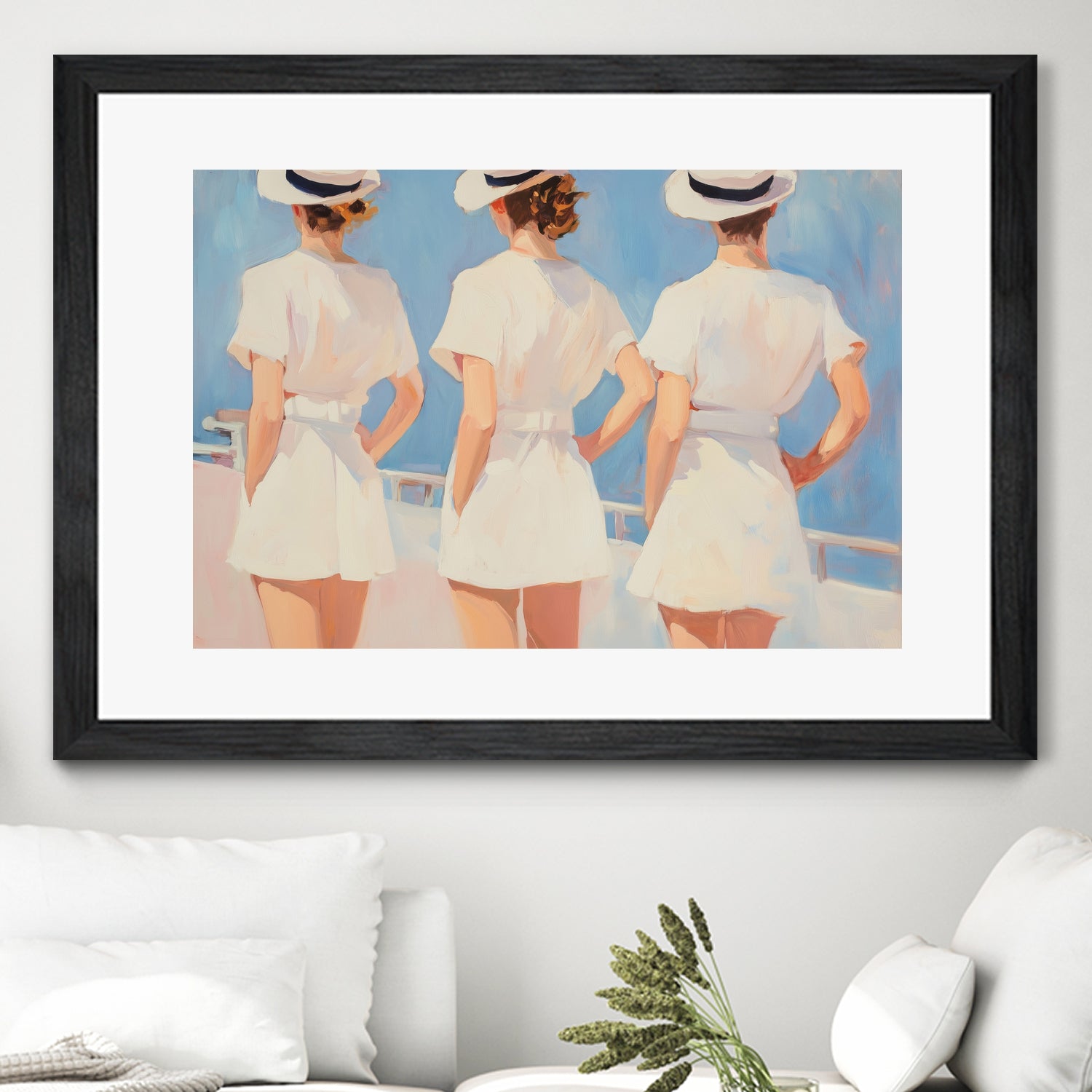 Retro Three Sailors by Melloi Art Prints on GIANT ART - woman paintings woman