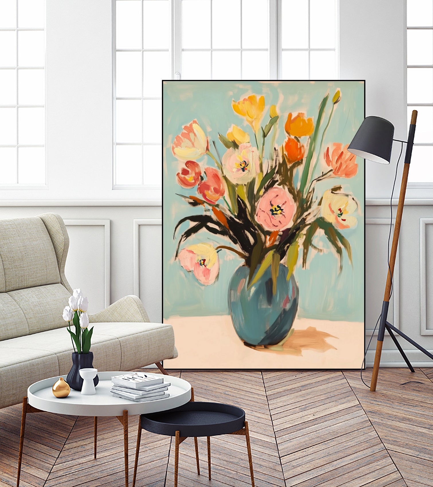 Colorful Flowers in Vase by Melloi Art Prints on GIANT ART - flowers and plants colorful