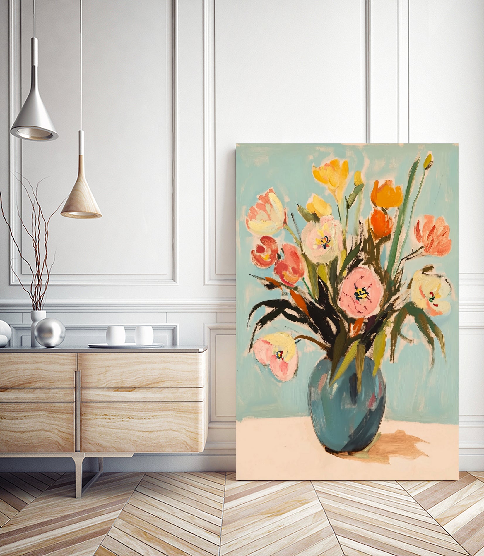 Colorful Flowers in Vase by Melloi Art Prints on GIANT ART - flowers and plants colorful