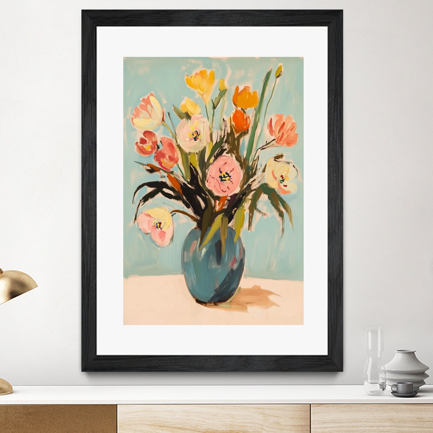 Colorful Flowers in Vase by Melloi Art Prints on GIANT ART - flowers and plants colorful