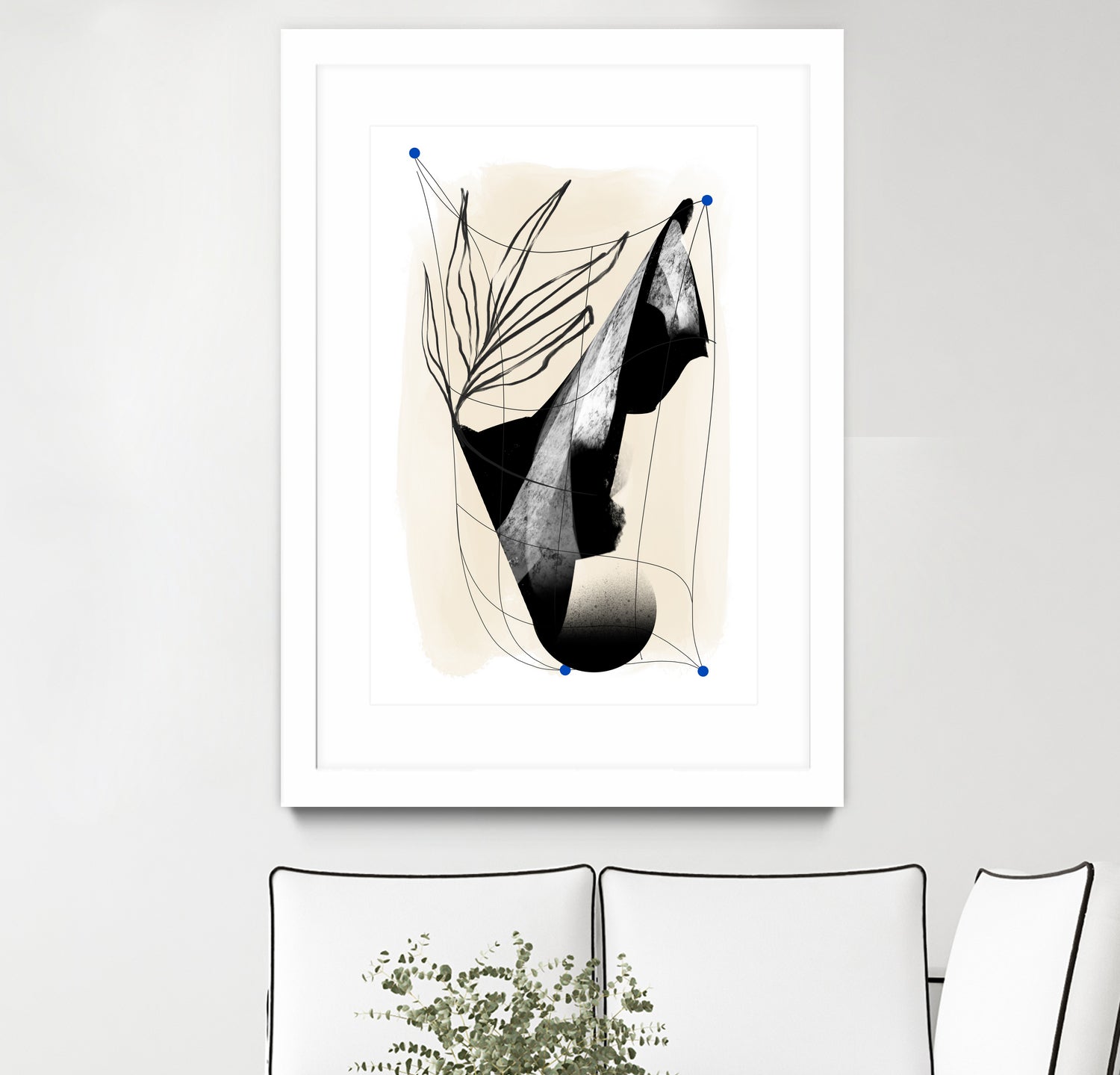 Which Came First by Jilli Darling on GIANT ART - abstract abstract, bold, white, grey, gray, calm, painting, print, wallart, wall art, energetic, colourful, graphic print, illustration, soft, brush strokes, cute, prints, home decor, beige, black, drawing