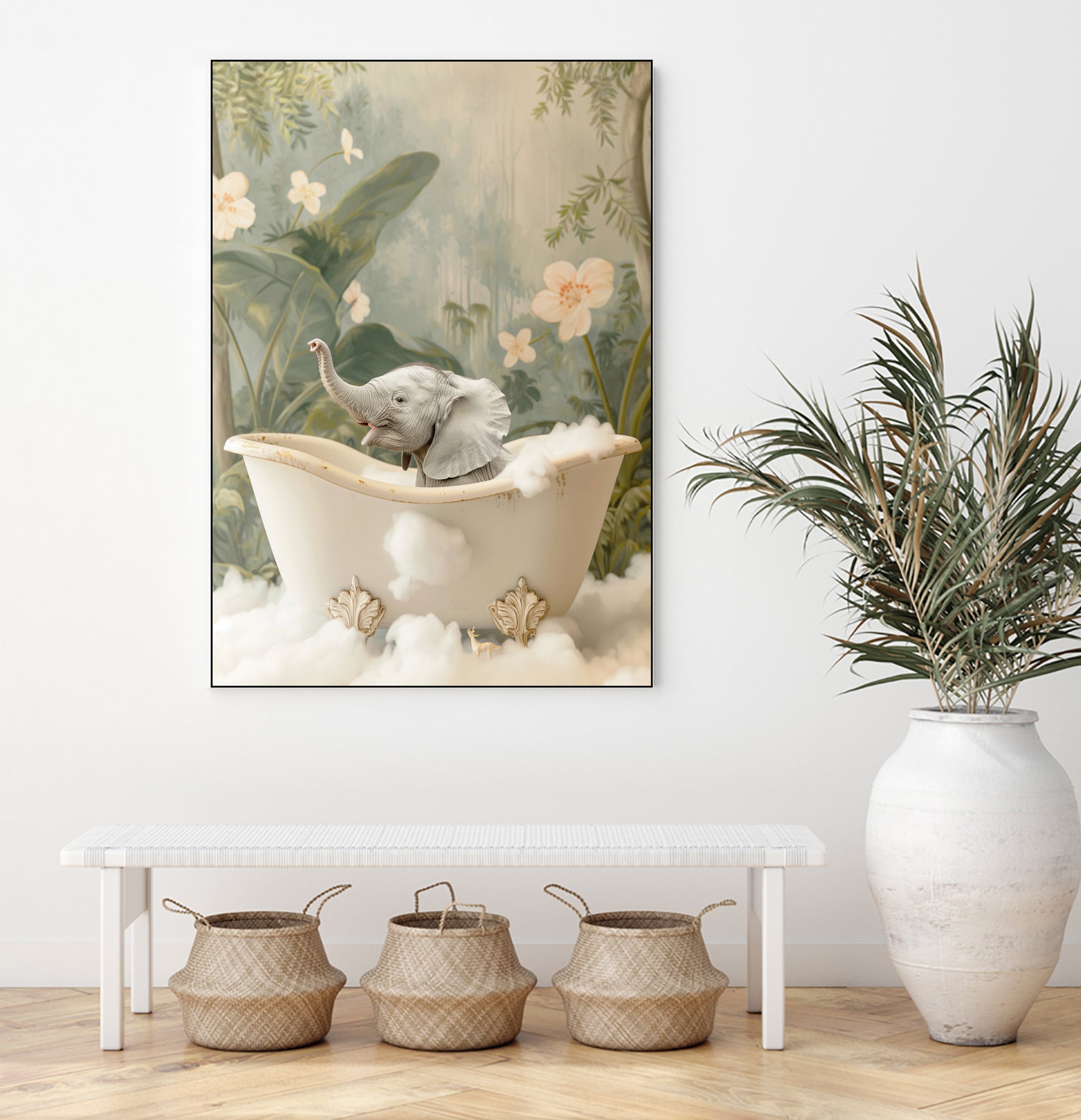 Elephant Bath Joy by Niky Rahner on GIANT ART - animals rahner