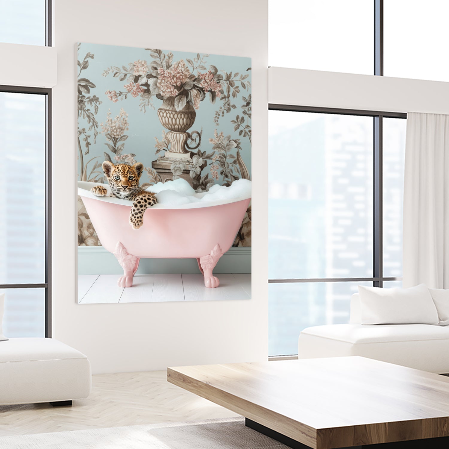 Leoparda Pink Bubble Bath by Niky Rahner on GIANT ART - botanical rahner