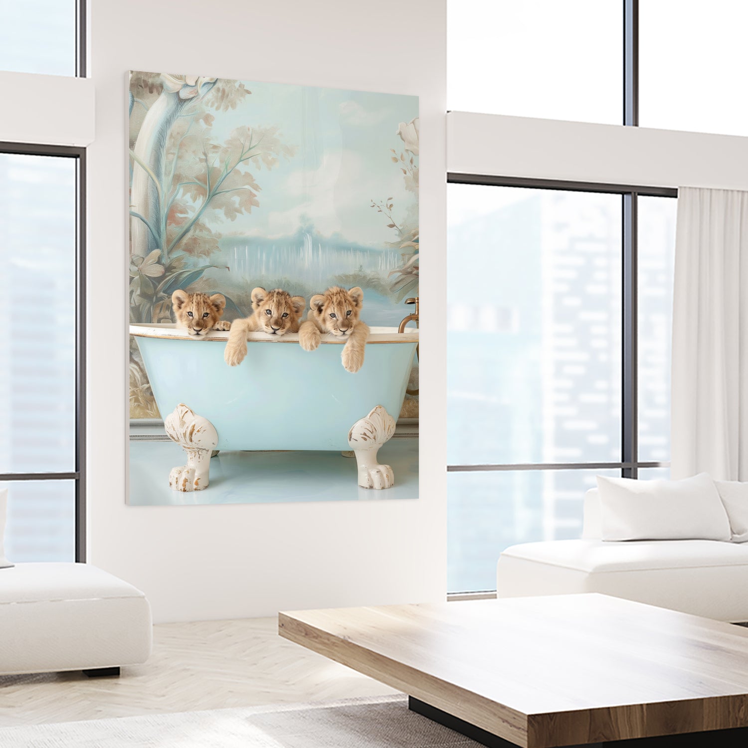 Blue Lagoon Lion Cubs by Niky Rahner on GIANT ART - animals rahner