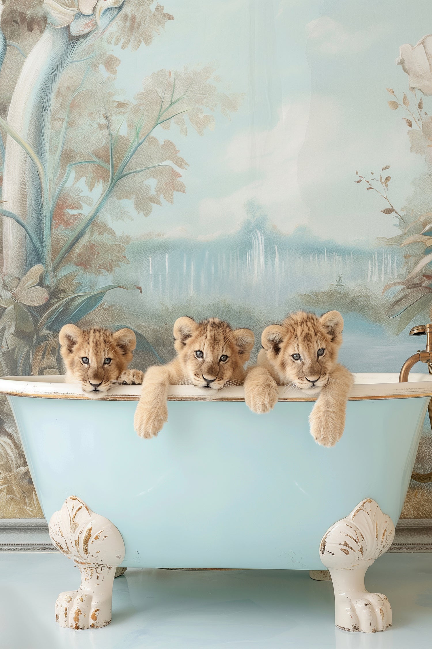 Blue Lagoon Lion Cubs by Niky Rahner on GIANT ART - animals rahner