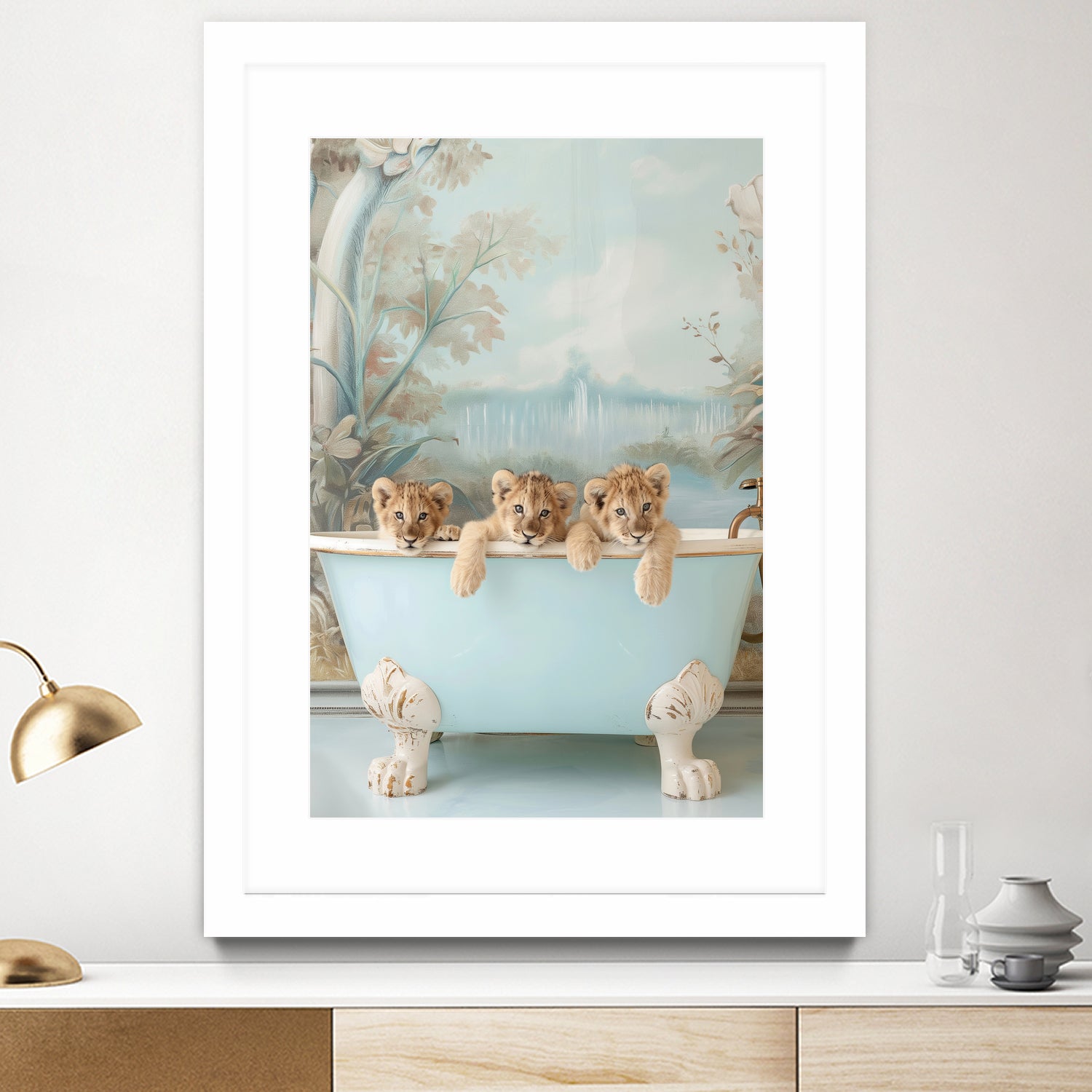 Blue Lagoon Lion Cubs by Niky Rahner on GIANT ART - animals rahner