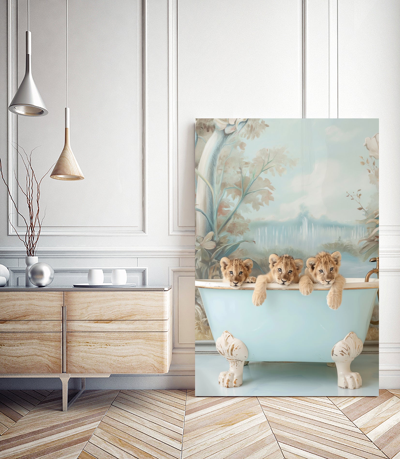 Blue Lagoon Lion Cubs by Niky Rahner on GIANT ART - animals rahner