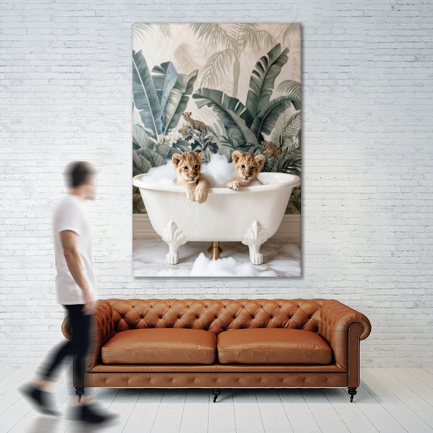 Tropical Lion Bath by Niky Rahner on GIANT ART - animals rahner