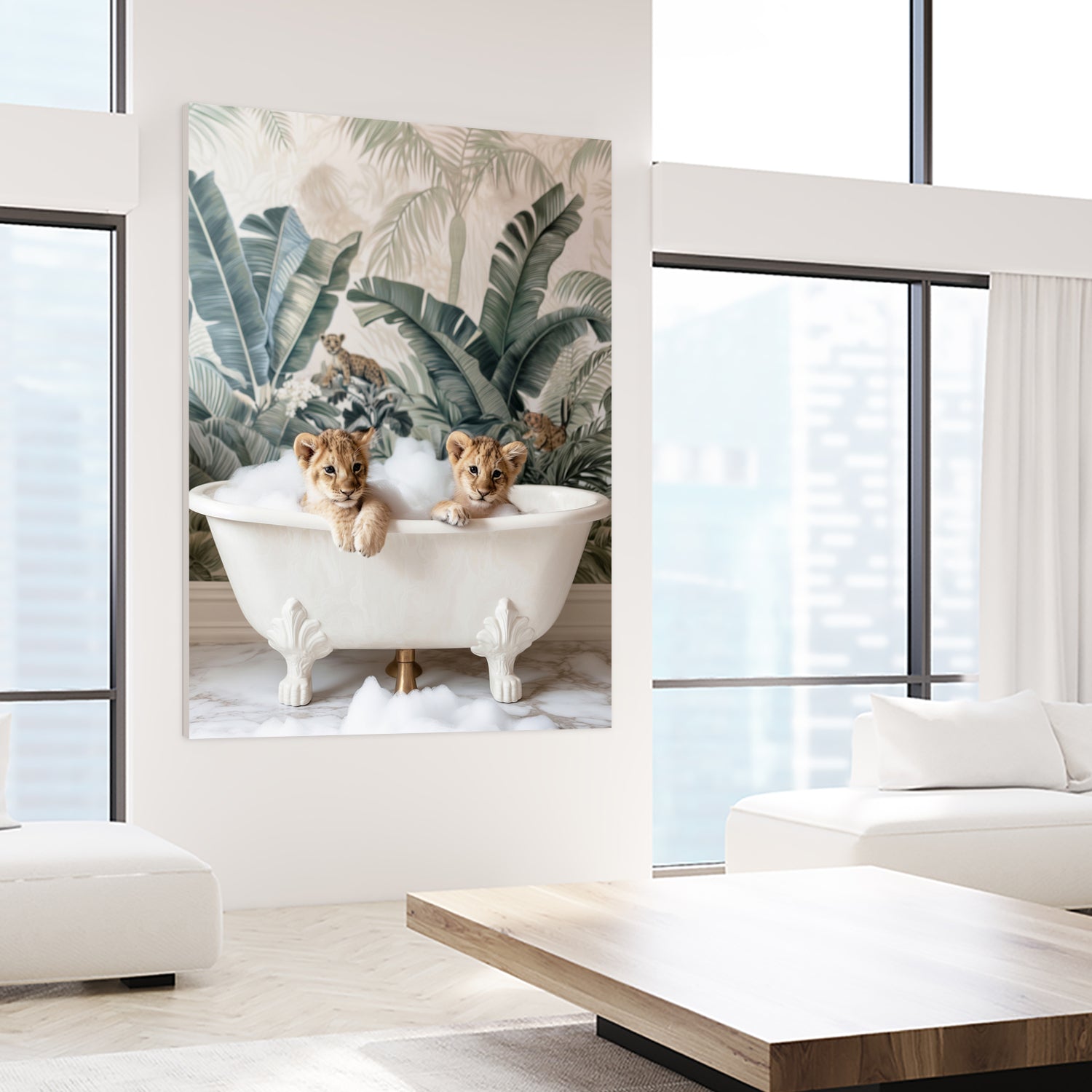 Tropical Lion Bath by Niky Rahner on GIANT ART - animals rahner