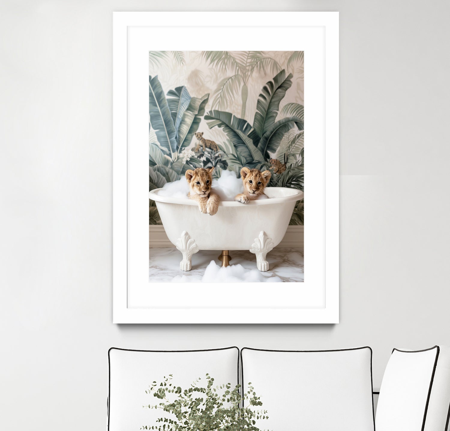 Tropical Lion Bath by Niky Rahner on GIANT ART - animals rahner