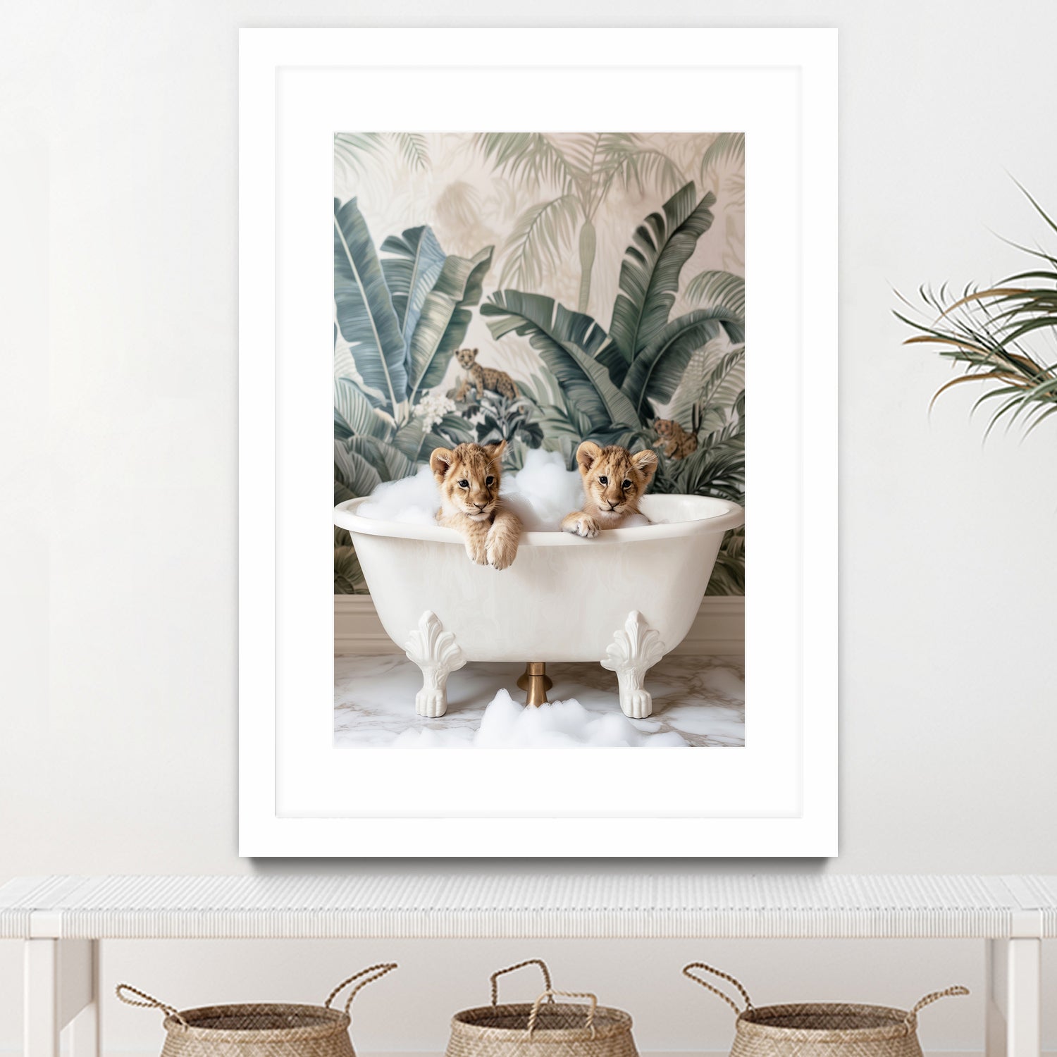 Tropical Lion Bath by Niky Rahner on GIANT ART - animals rahner