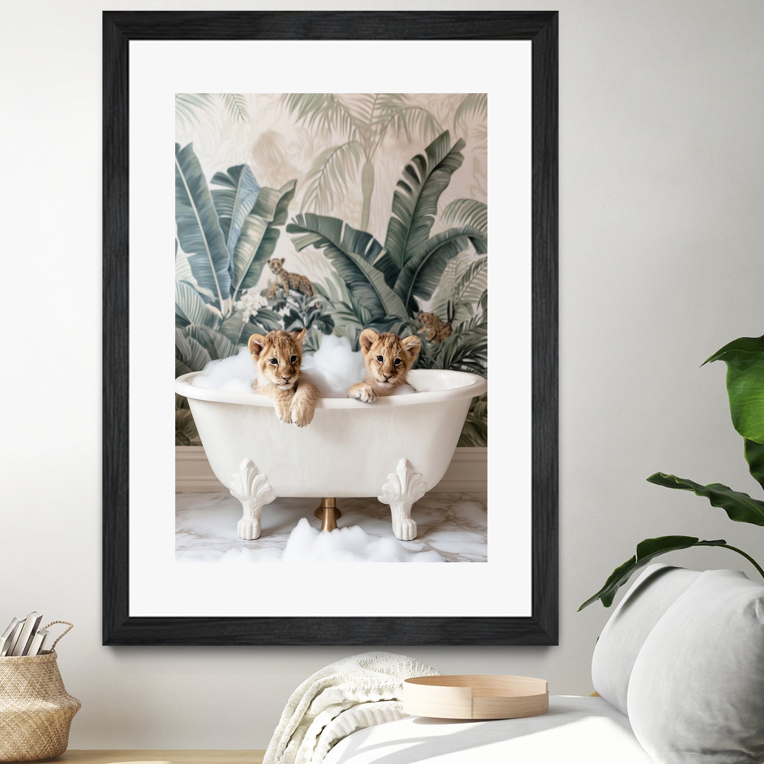 Tropical Lion Bath by Niky Rahner on GIANT ART - animals rahner