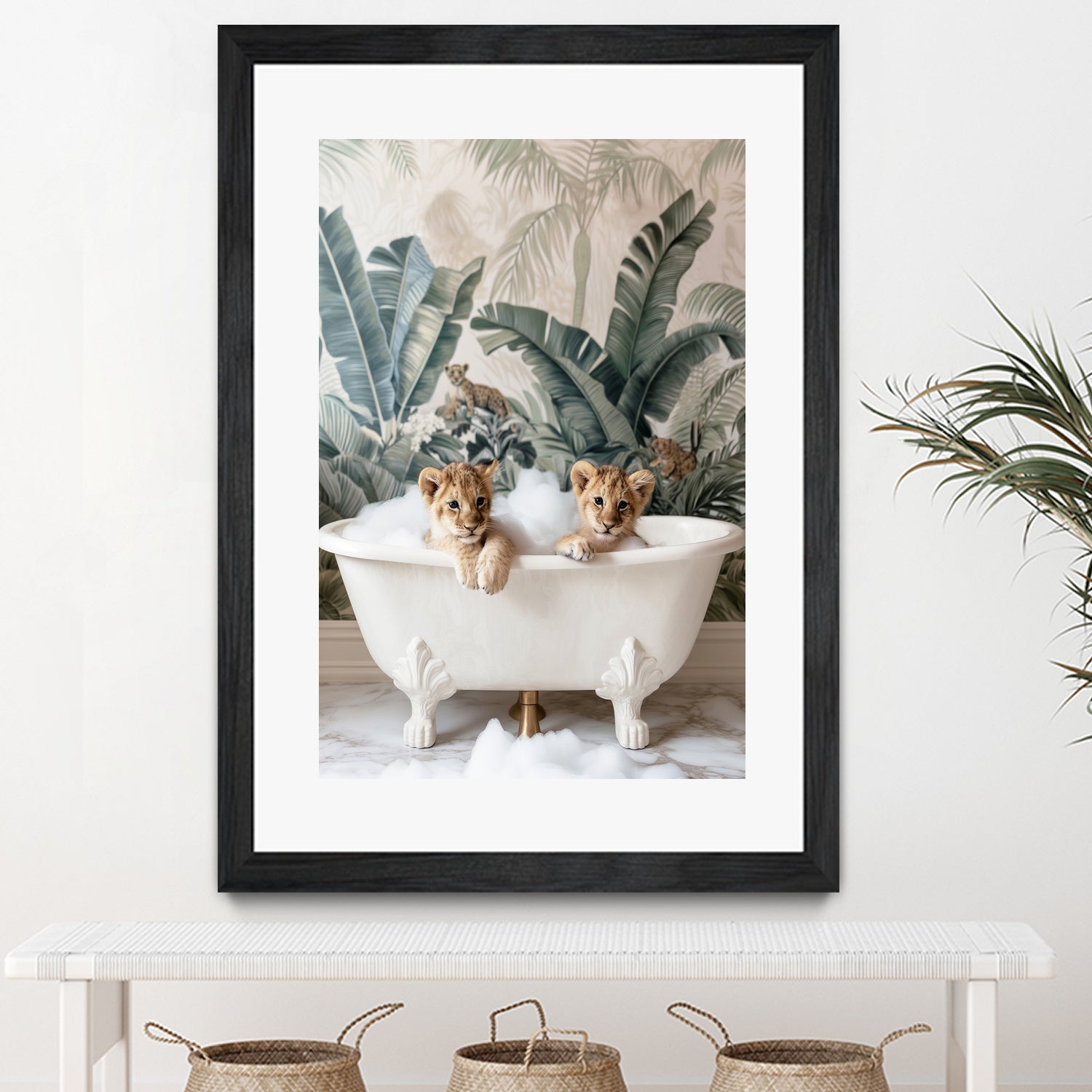 Tropical Lion Bath by Niky Rahner on GIANT ART - animals rahner