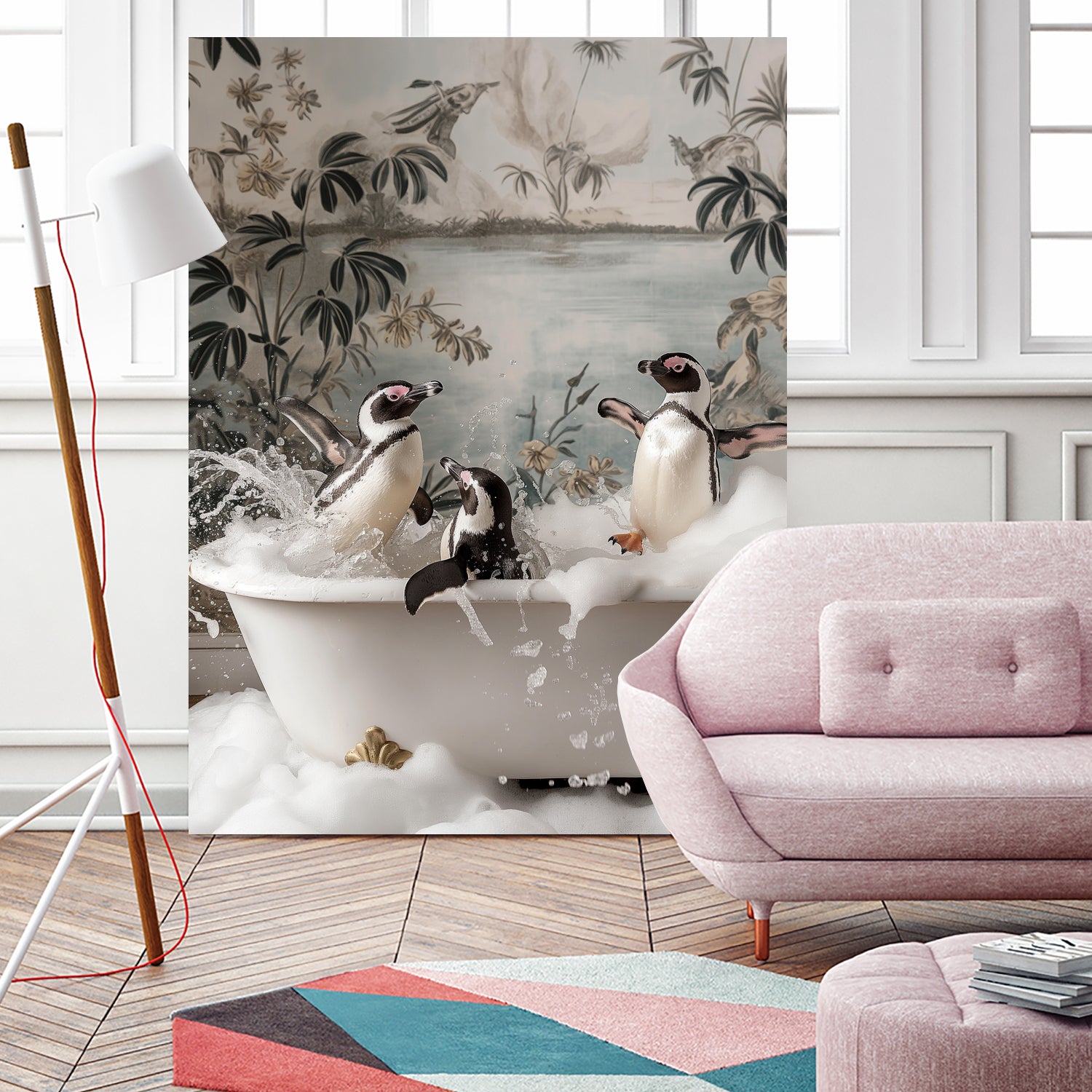 Penguin Splash Party by Niky Rahner on GIANT ART - botanical rahner