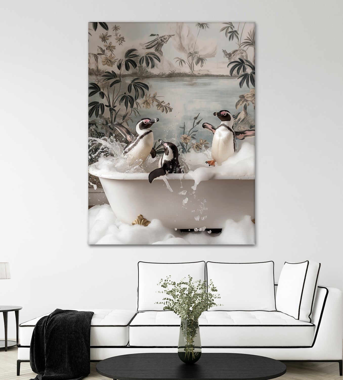 Penguin Splash Party by Niky Rahner on GIANT ART - botanical rahner