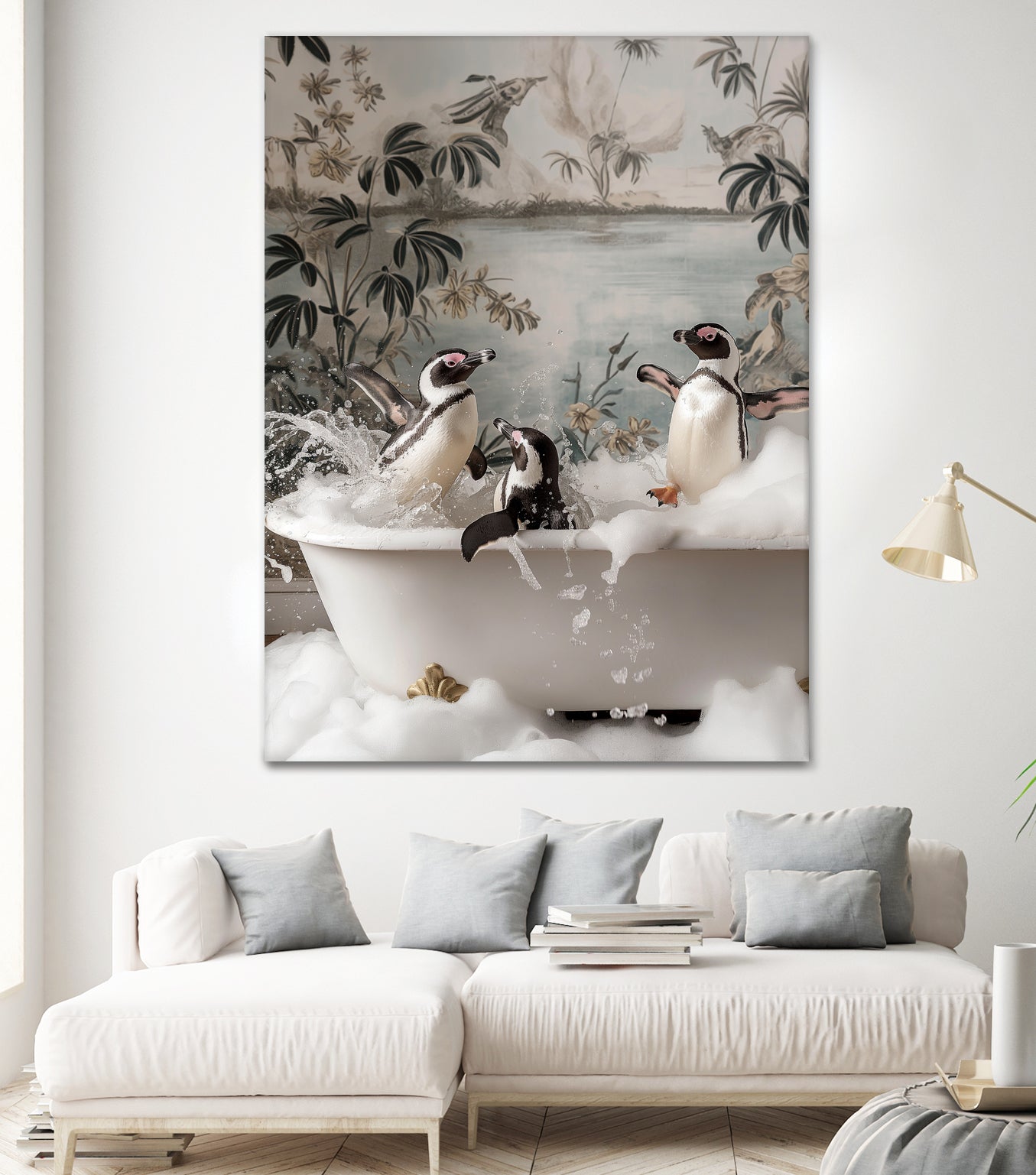 Penguin Splash Party by Niky Rahner on GIANT ART - botanical rahner