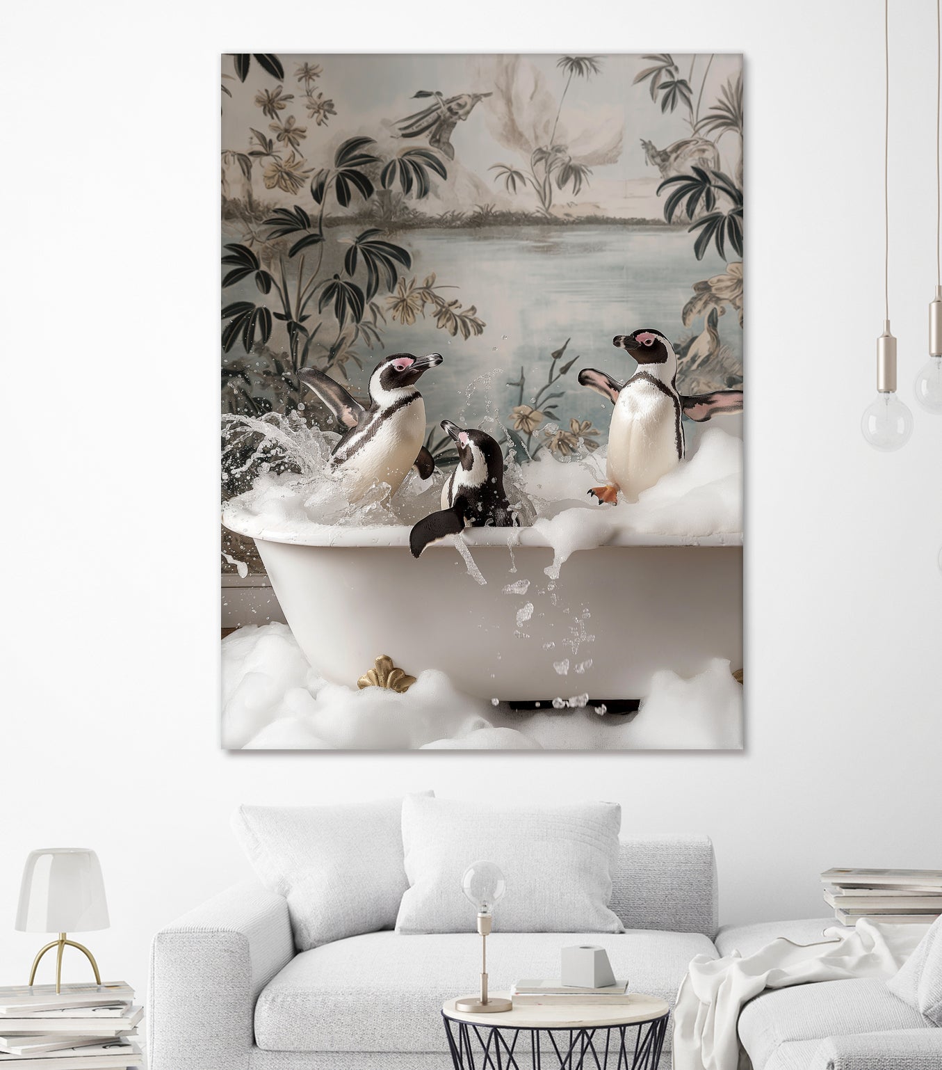 Penguin Splash Party by Niky Rahner on GIANT ART - botanical rahner