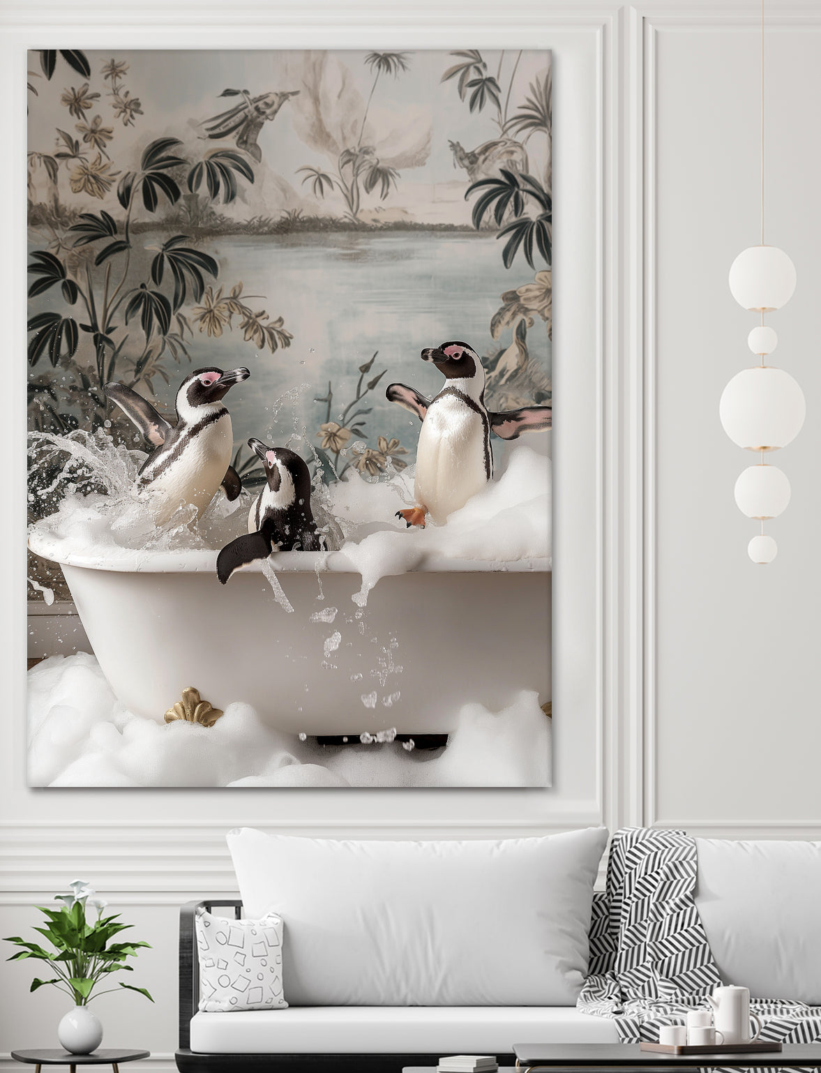 Penguin Splash Party by Niky Rahner on GIANT ART - botanical rahner