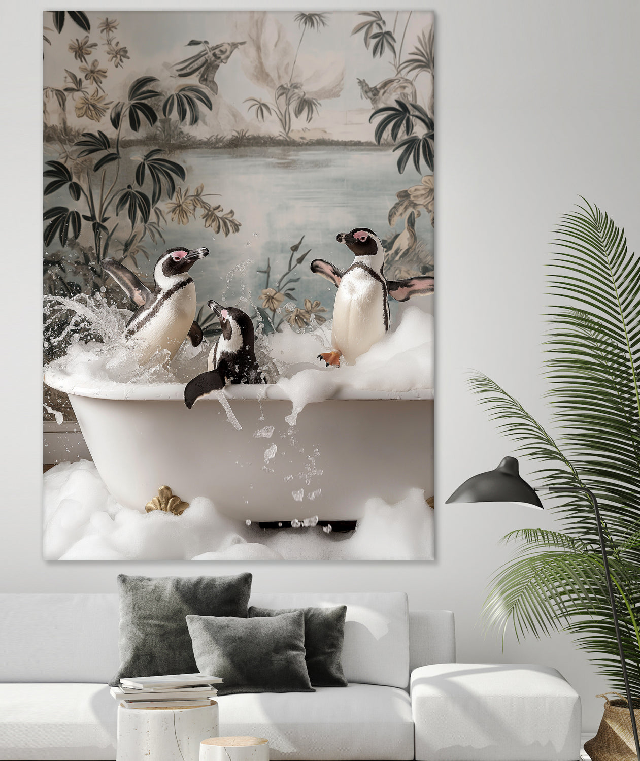 Penguin Splash Party by Niky Rahner on GIANT ART - botanical rahner