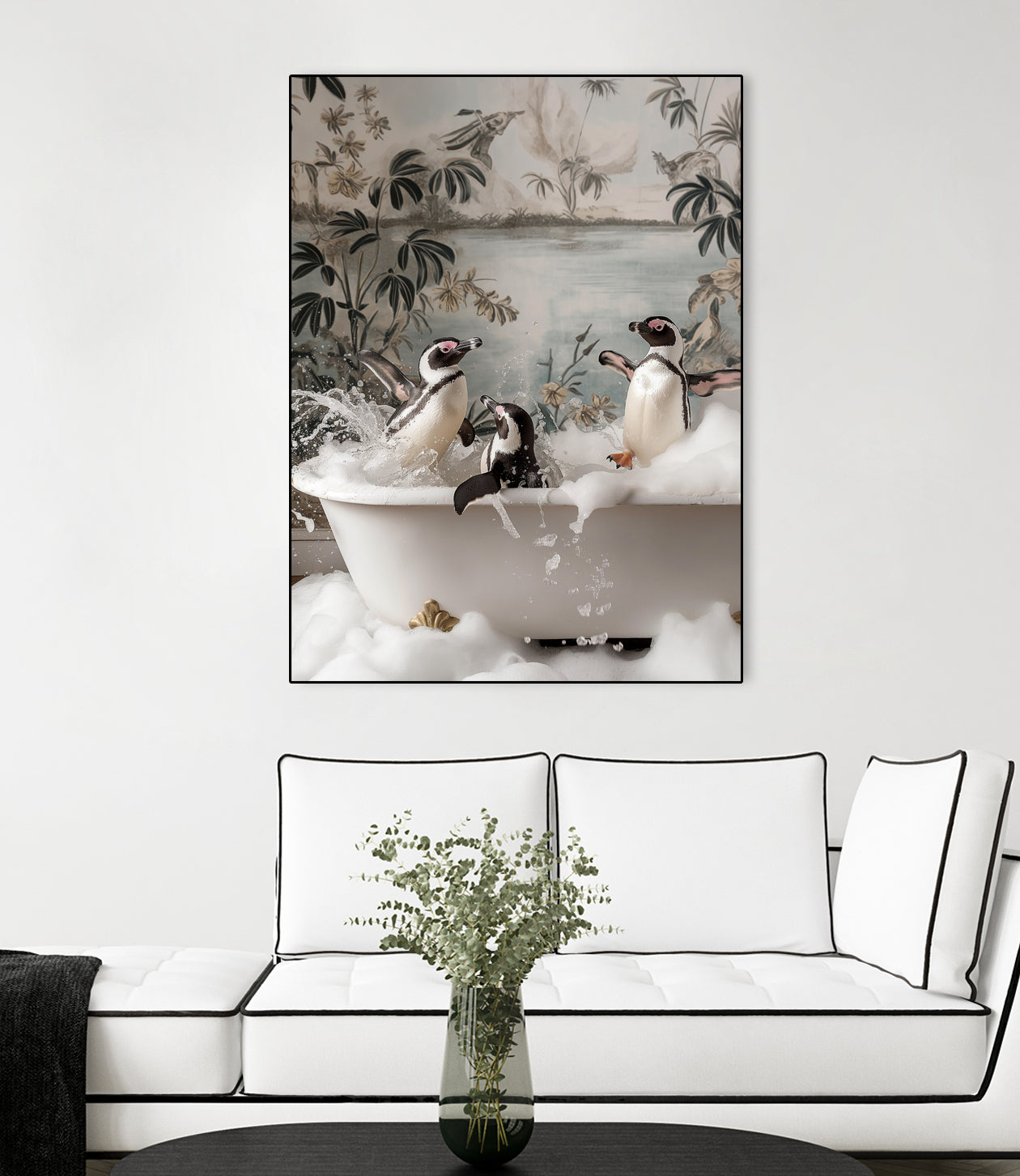 Penguin Splash Party by Niky Rahner on GIANT ART - botanical rahner