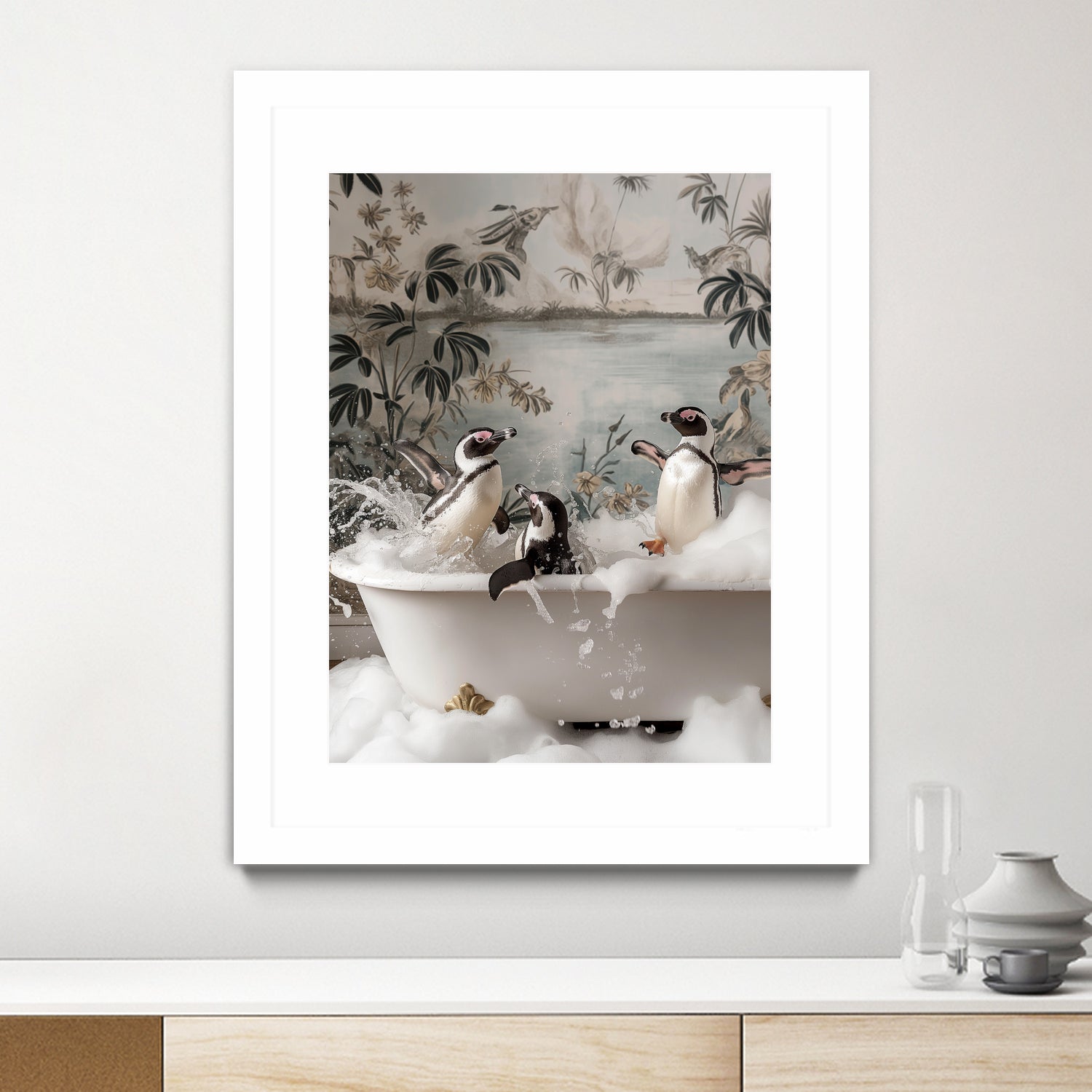 Penguin Splash Party by Niky Rahner on GIANT ART - botanical rahner