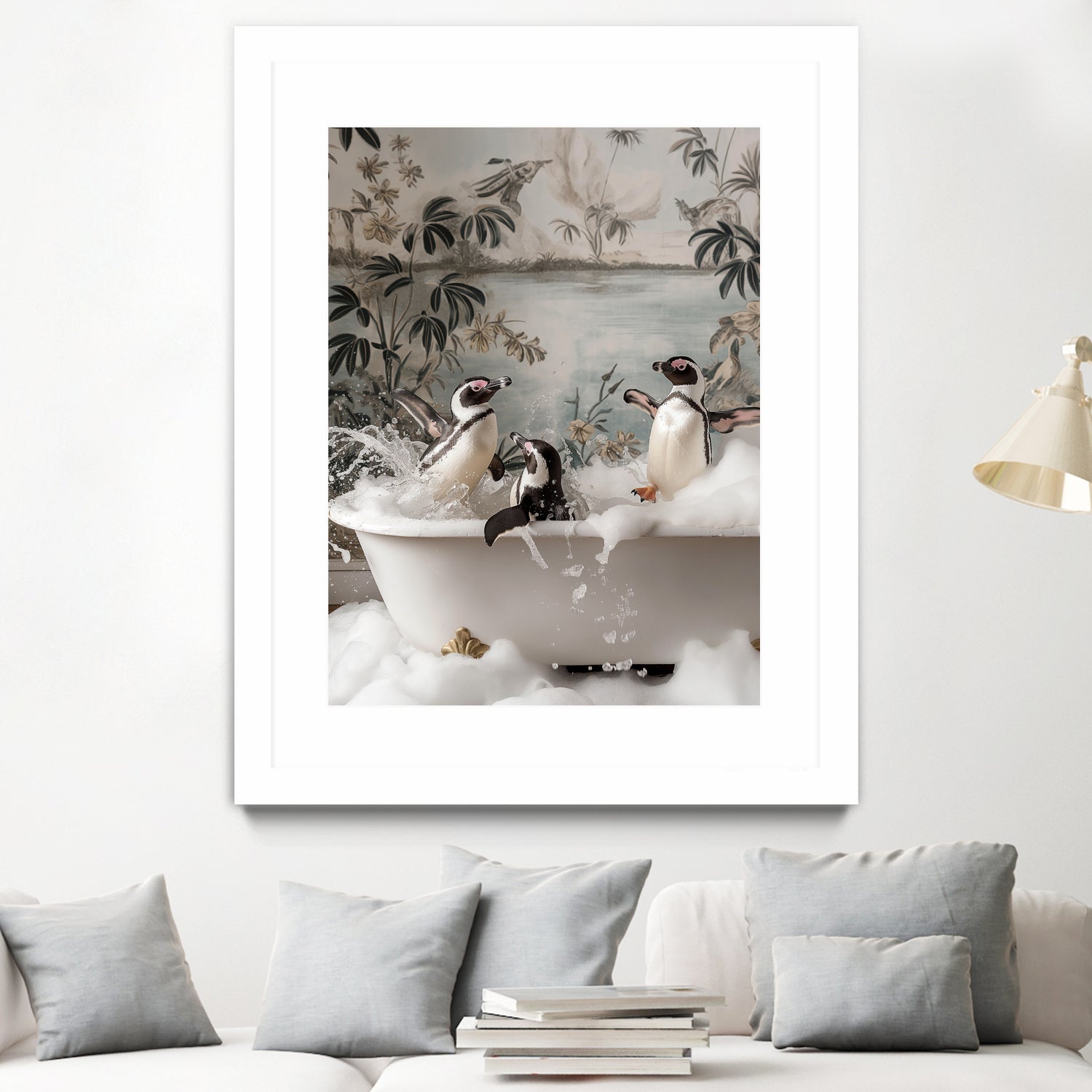 Penguin Splash Party by Niky Rahner on GIANT ART - botanical rahner