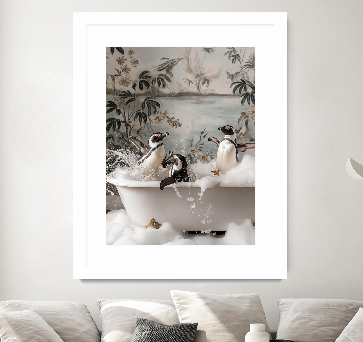 Penguin Splash Party by Niky Rahner on GIANT ART - botanical rahner