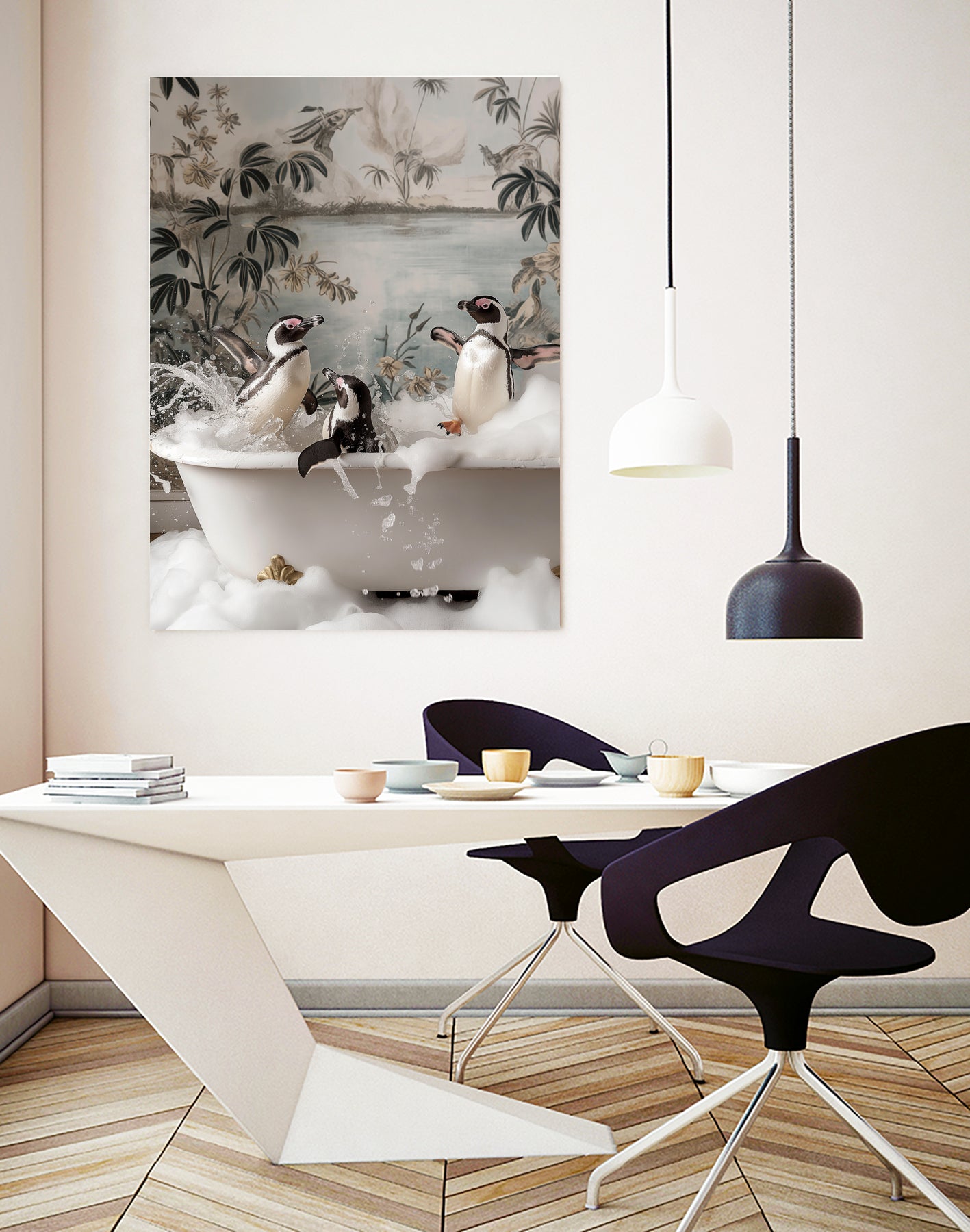 Penguin Splash Party by Niky Rahner on GIANT ART - botanical rahner