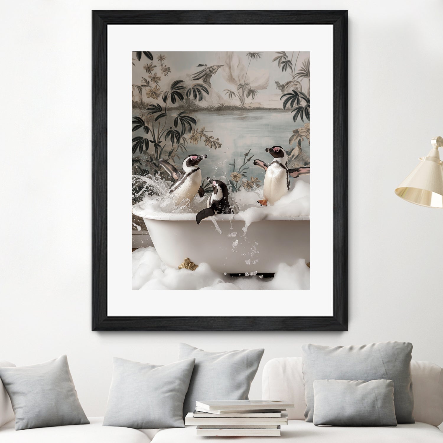 Penguin Splash Party by Niky Rahner on GIANT ART - botanical rahner