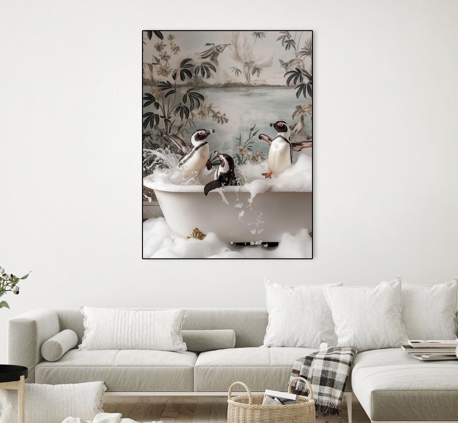 Penguin Splash Party by Niky Rahner on GIANT ART - botanical rahner