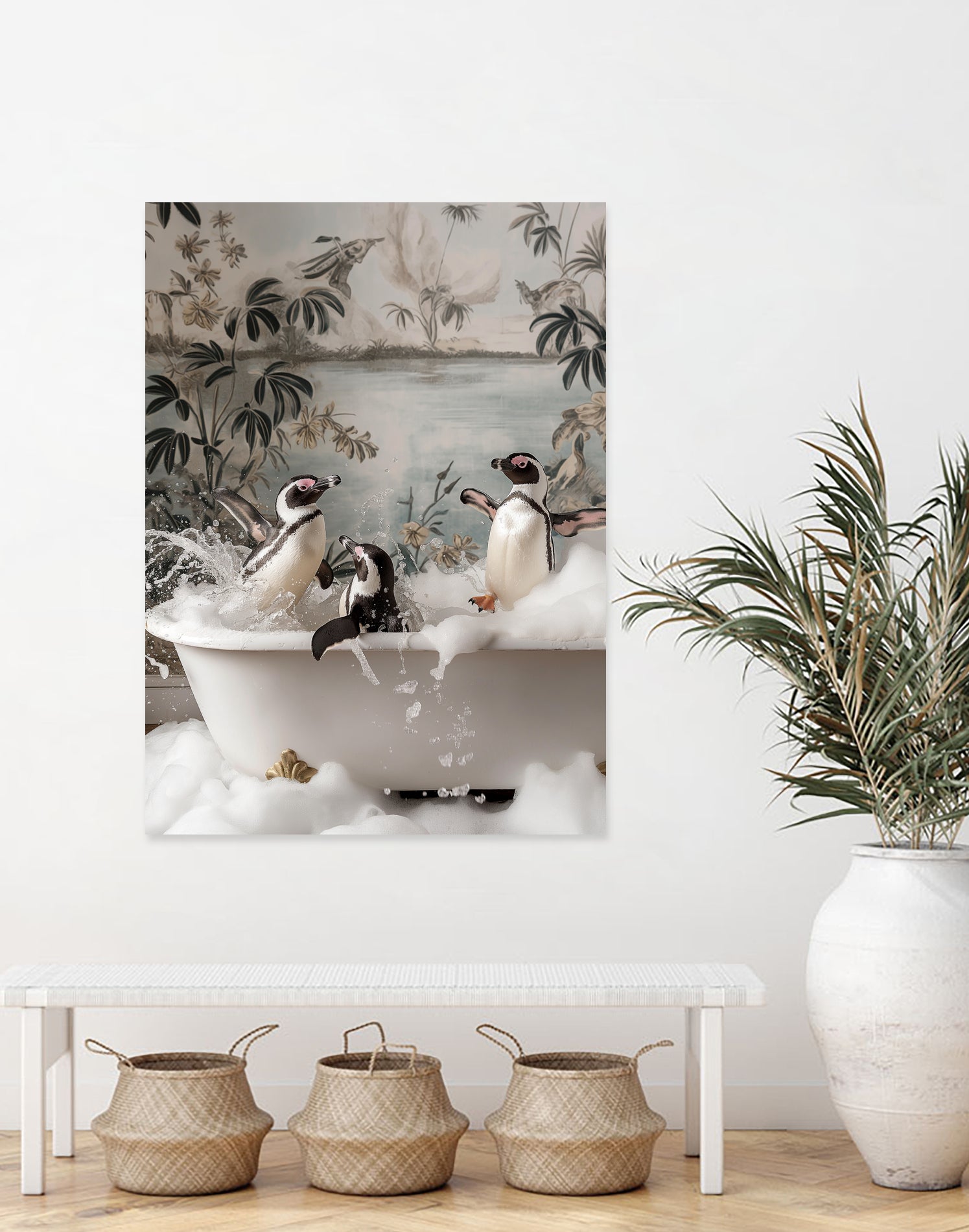 Penguin Splash Party by Niky Rahner on GIANT ART - botanical rahner