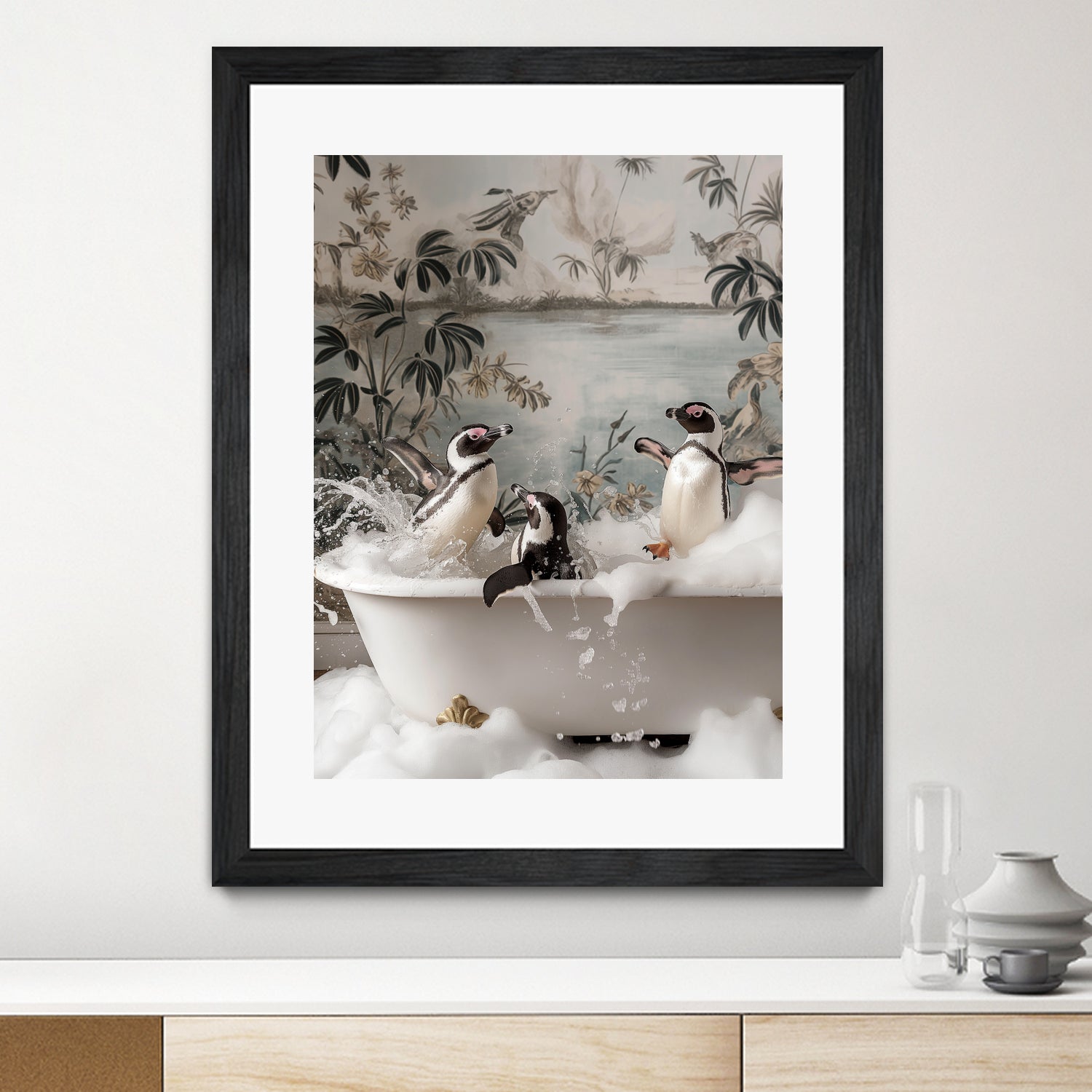 Penguin Splash Party by Niky Rahner on GIANT ART - botanical rahner