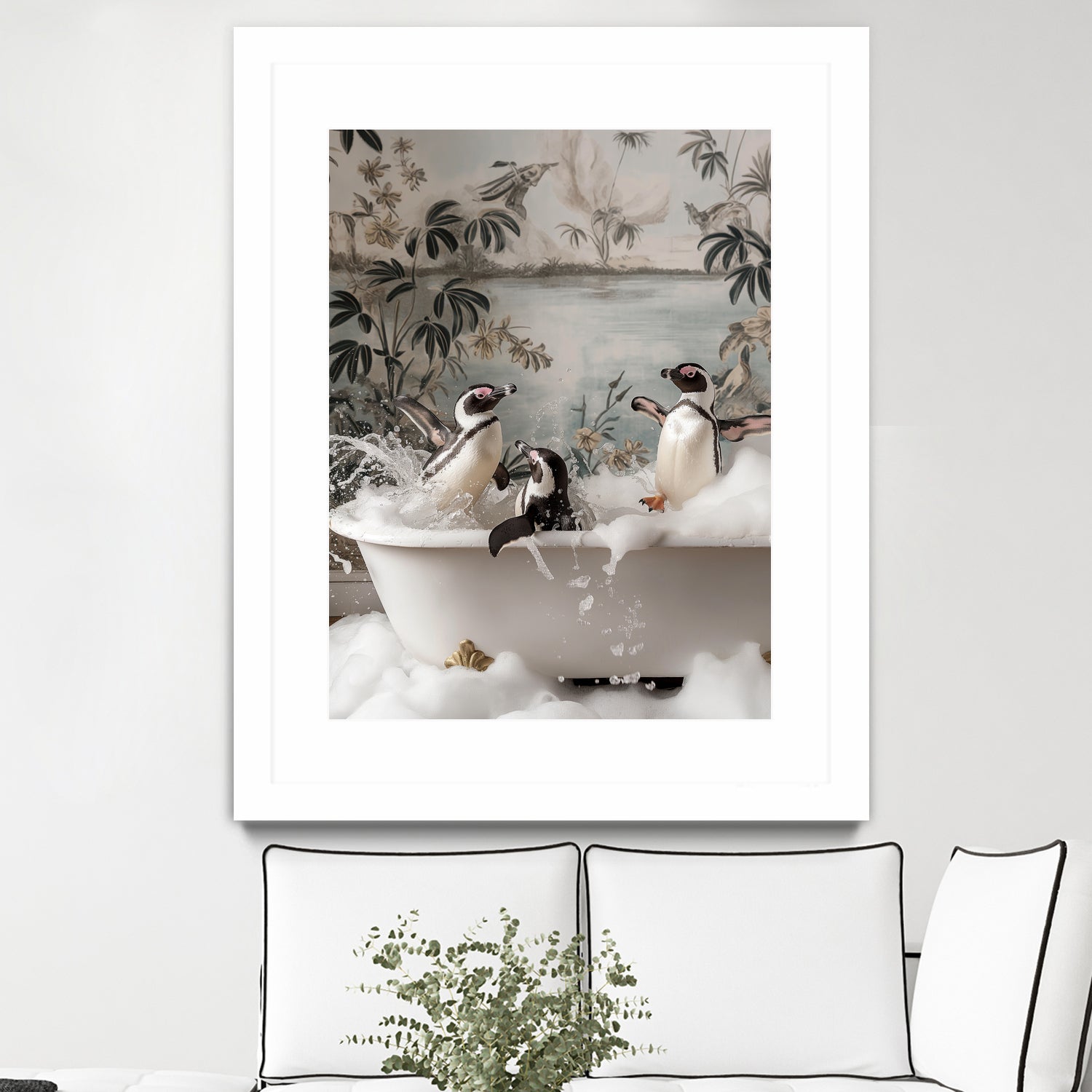 Penguin Splash Party by Niky Rahner on GIANT ART - botanical rahner