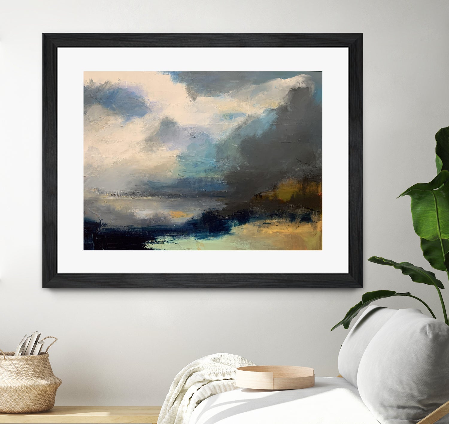 Dramatic Cloudy Sky Over a Serene Seascape by Anna-Karin Bergius on GIANT ART - abstract landscape painting nature and landscapes abstract landscape painting