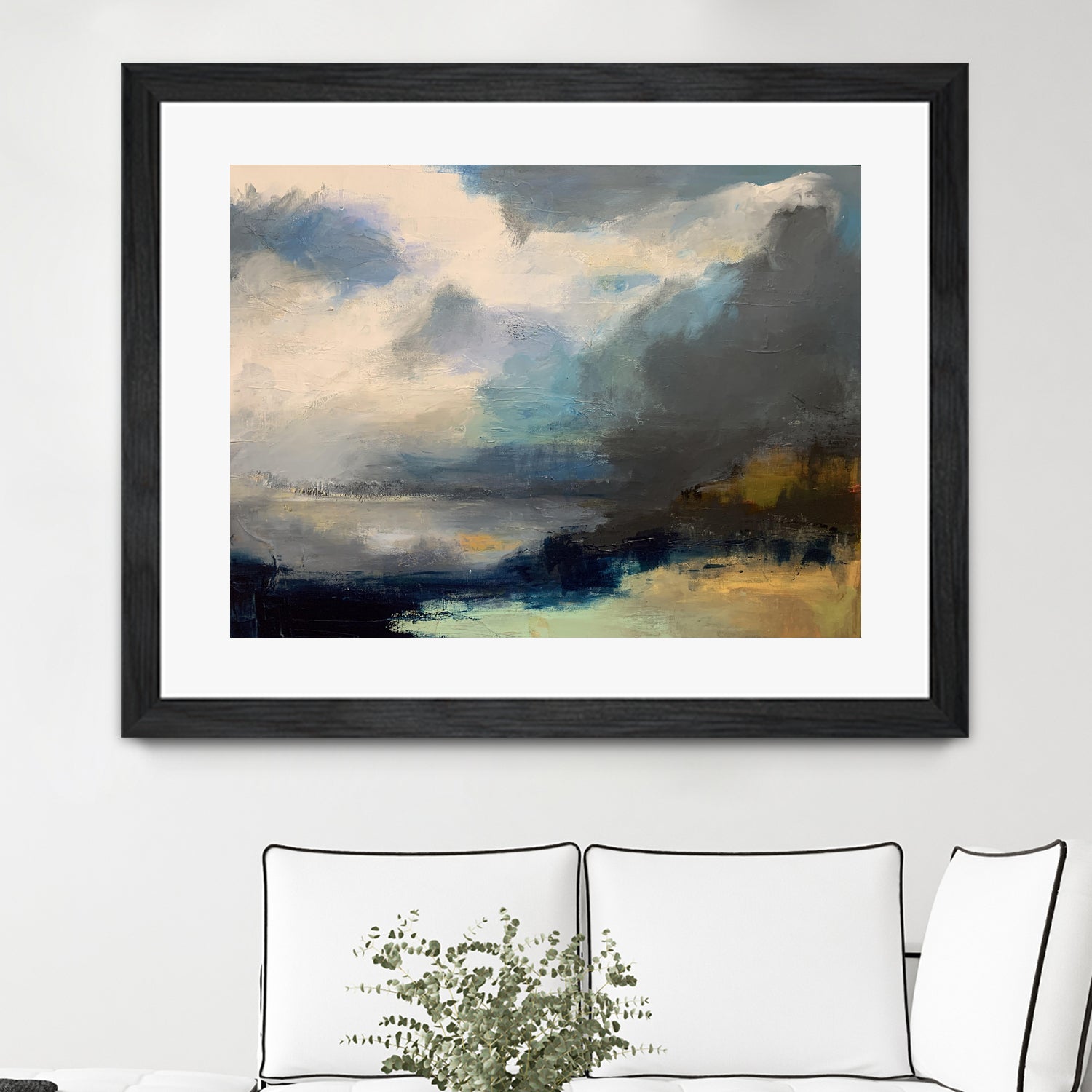 Dramatic Cloudy Sky Over a Serene Seascape by Anna-Karin Bergius on GIANT ART - abstract landscape painting nature and landscapes abstract landscape painting