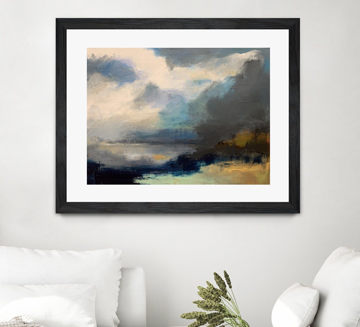 Dramatic Cloudy Sky Over a Serene Seascape by Anna-Karin Bergius on GIANT ART - abstract landscape painting nature and landscapes abstract landscape painting