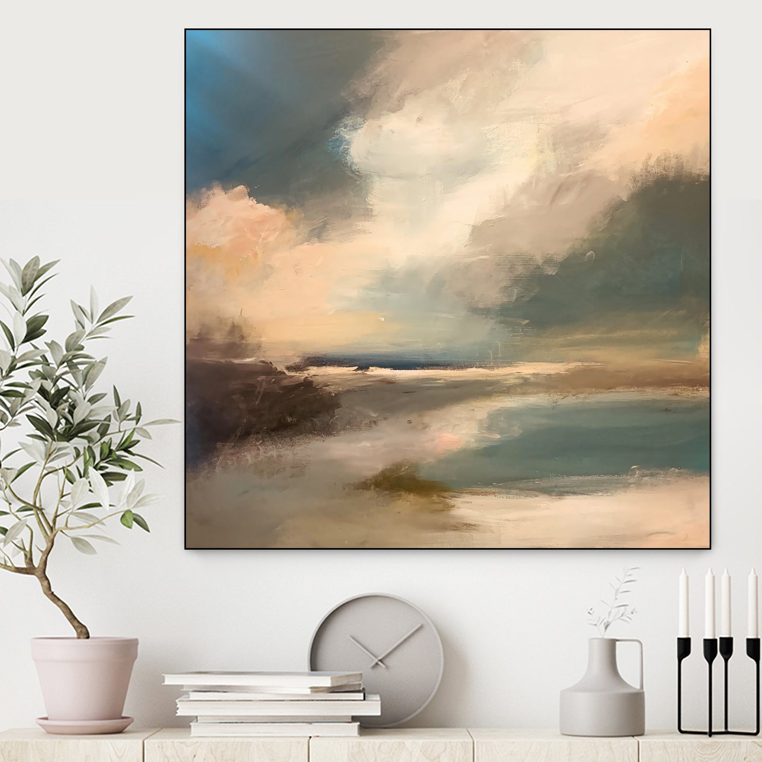 Serene Seascape Under a Dynamic Sky by Anna-Karin Bergius on GIANT ART - abstract landscape nature and landscapes abstract landscape