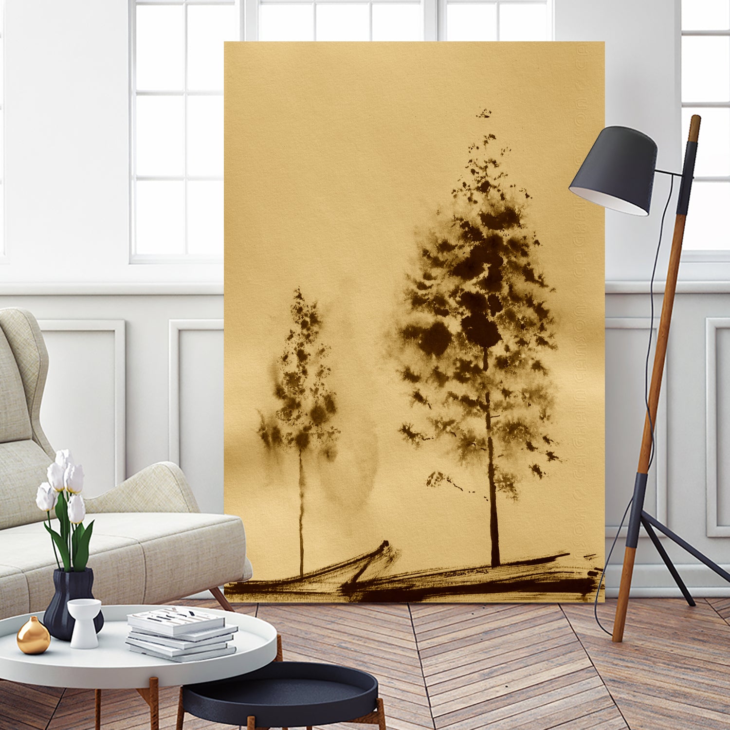 Two Trees Capturing Simplicity And Nature by Santhosh ch on GIANT ART - 14071 illustration