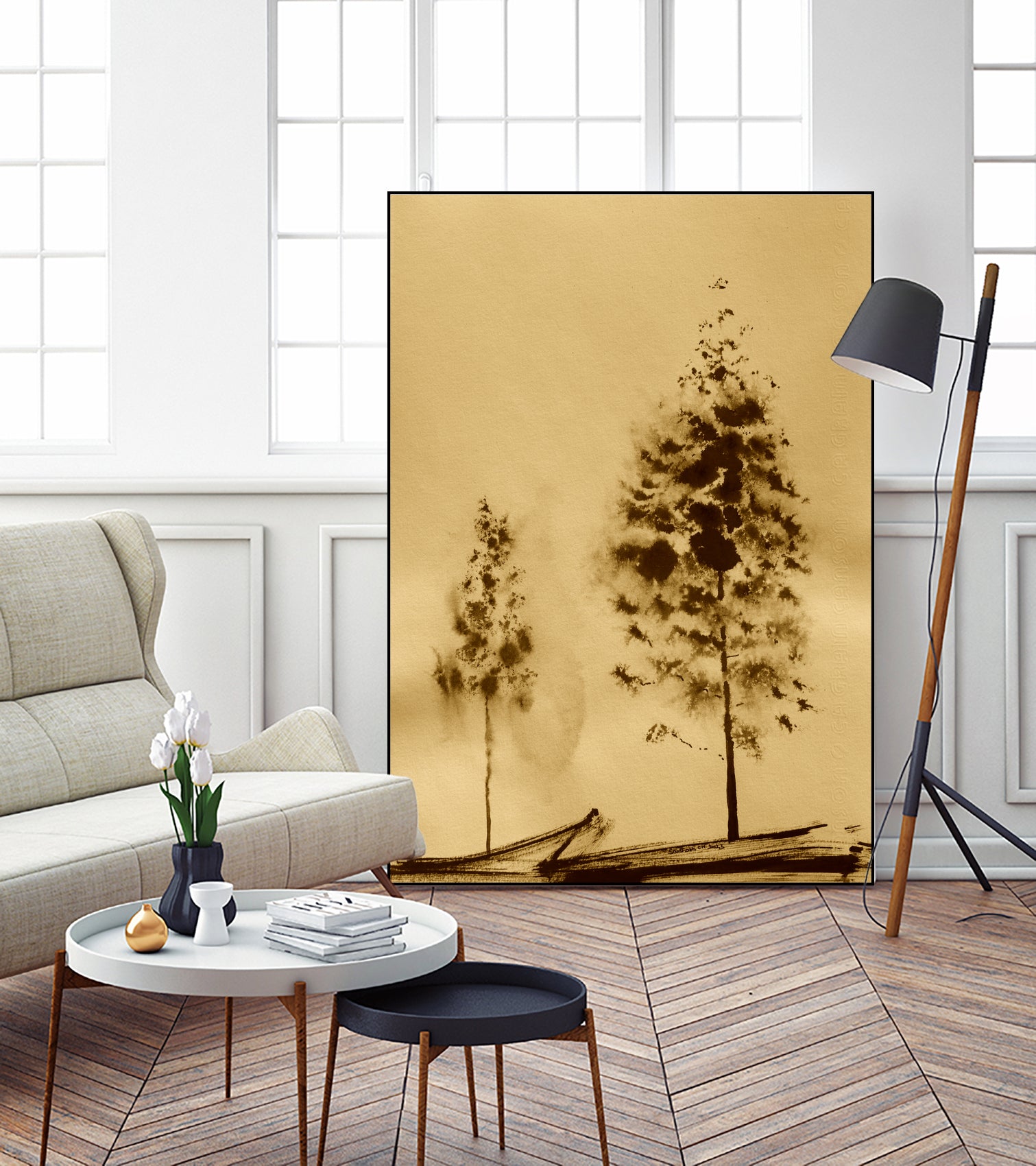 Two Trees Capturing Simplicity And Nature by Santhosh ch on GIANT ART - 14071 illustration