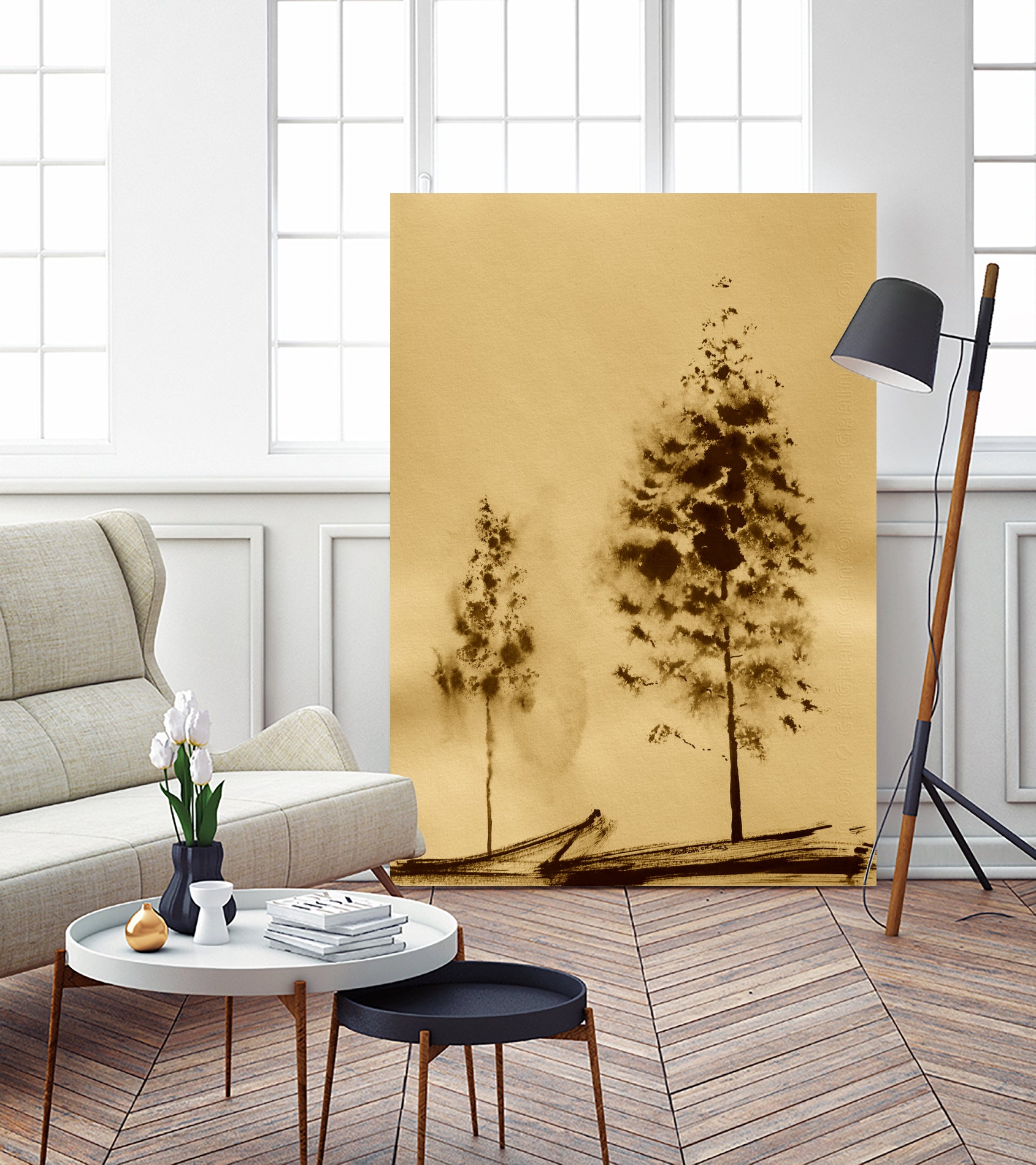 Two Trees Capturing Simplicity And Nature by Santhosh ch on GIANT ART - 14071 illustration