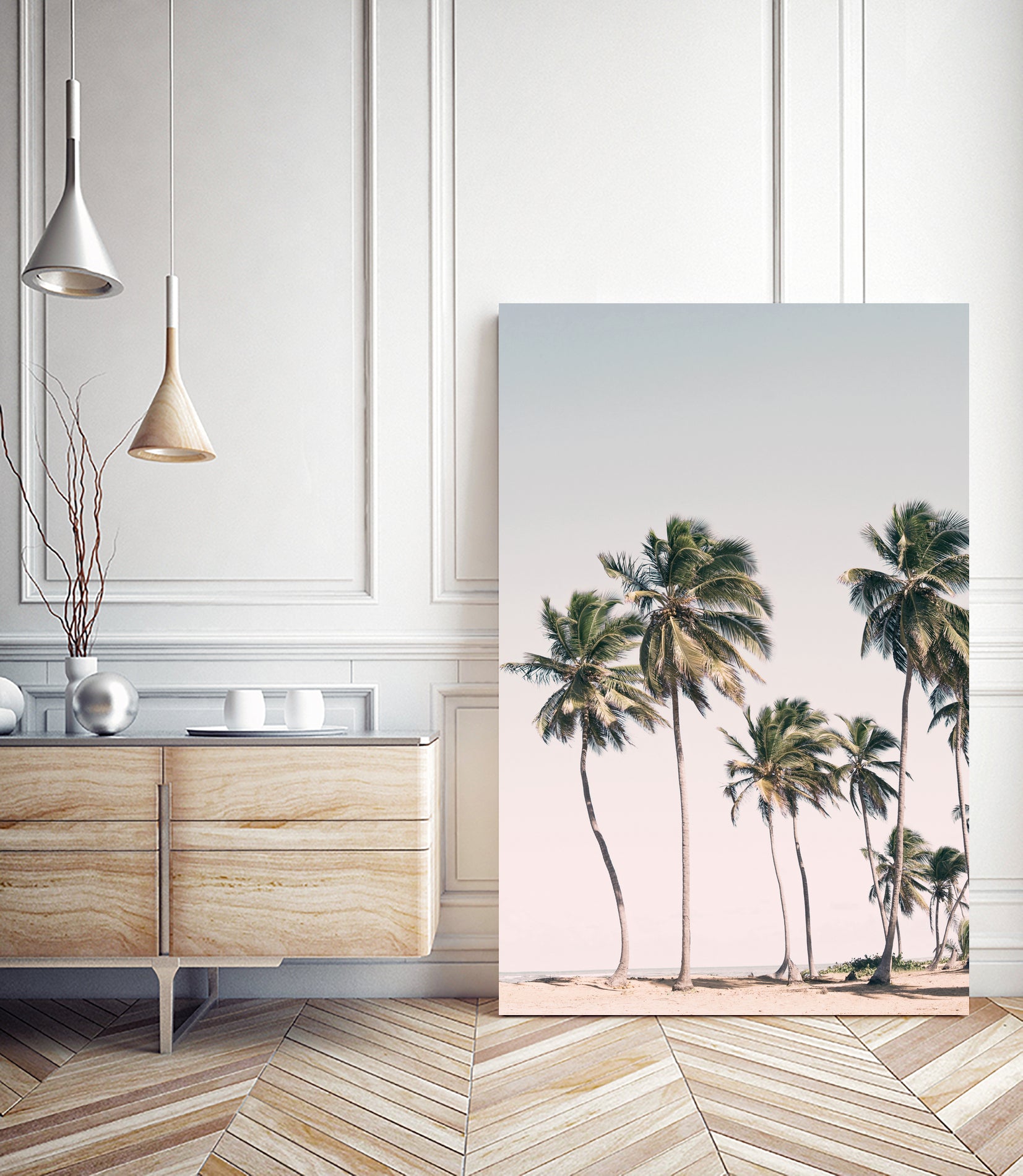 Blush Tropical Trees by Kathrin Pienaar on GIANT ART - palm trees palm trees