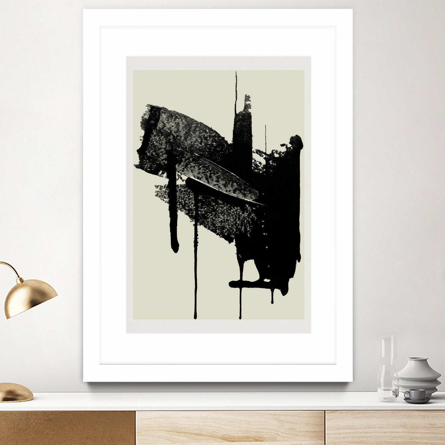 Abstract Brushstrokes in Black and Cream by cartissi on GIANT ART - abstract art abstract abstract art