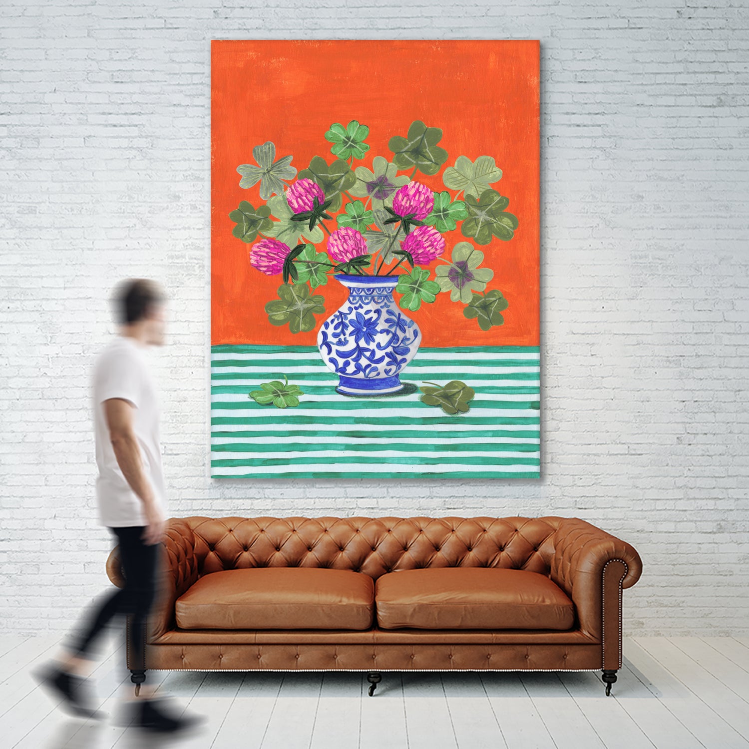 Clovers and Pink Blossoms by Caroline Bonne Muller on GIANT ART - clover bouquet clover bouquet