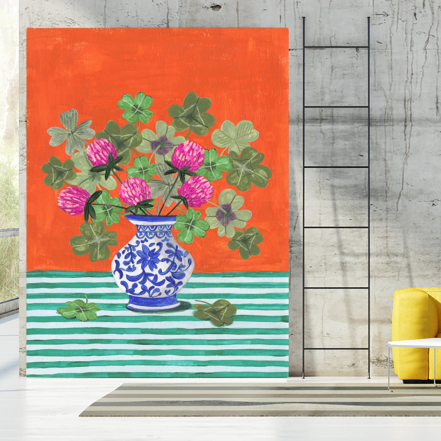 Clovers and Pink Blossoms by Caroline Bonne Muller on GIANT ART - clover bouquet clover bouquet