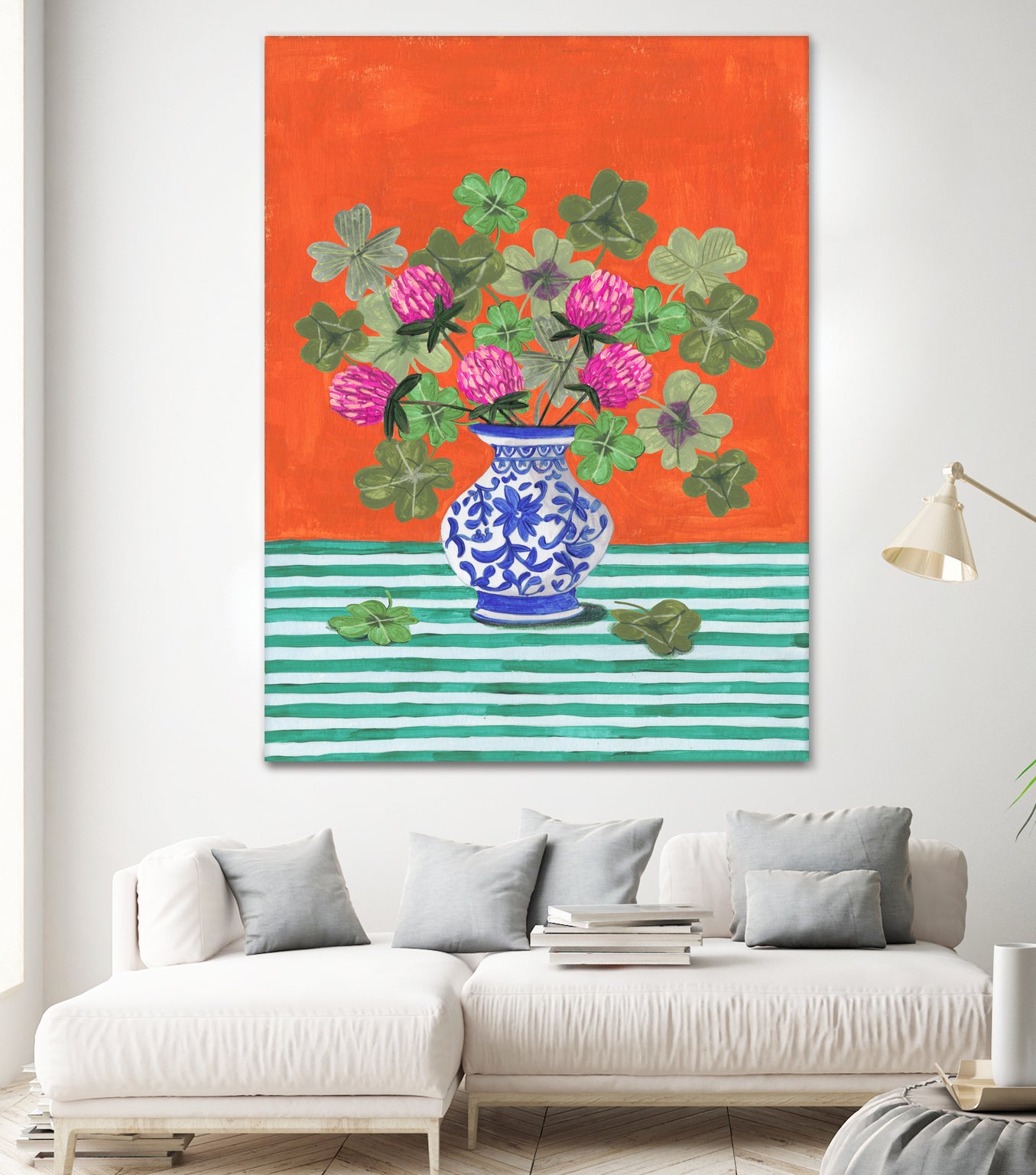 Clovers and Pink Blossoms by Caroline Bonne Muller on GIANT ART - clover bouquet clover bouquet