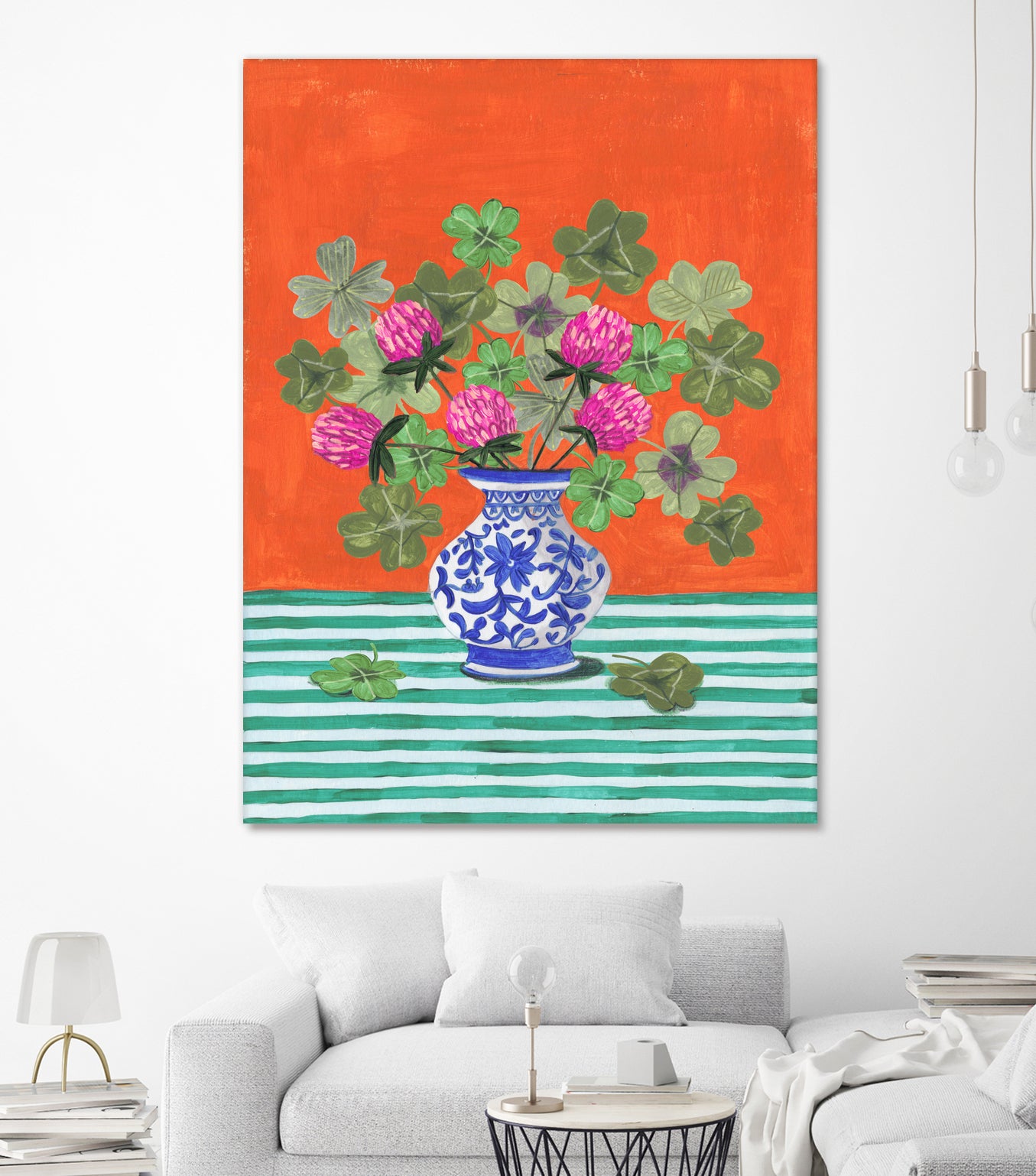 Clovers and Pink Blossoms by Caroline Bonne Muller on GIANT ART - clover bouquet clover bouquet