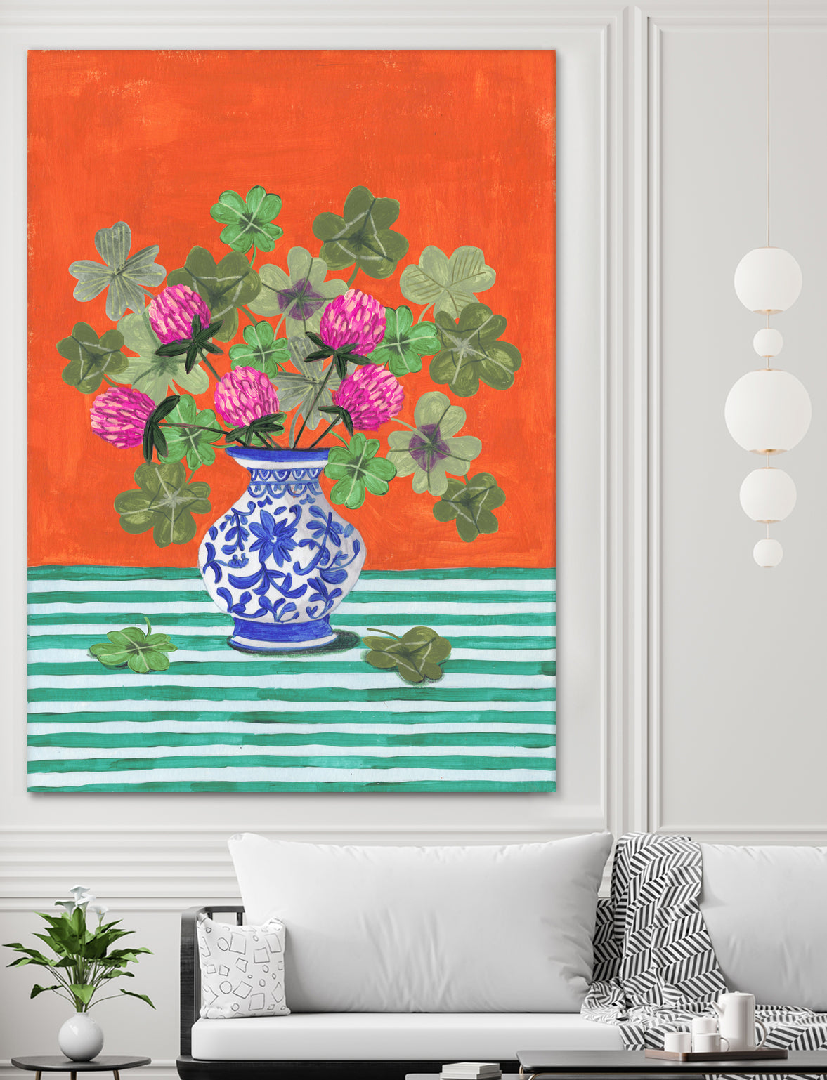 Clovers and Pink Blossoms by Caroline Bonne Muller on GIANT ART - clover bouquet clover bouquet