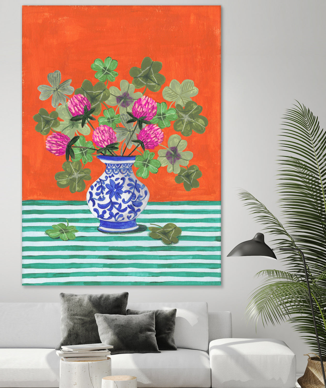 Clovers and Pink Blossoms by Caroline Bonne Muller on GIANT ART - clover bouquet clover bouquet