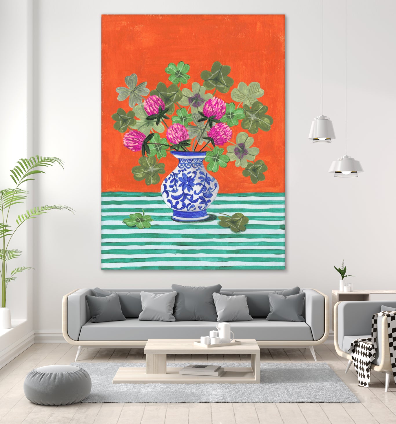 Clovers and Pink Blossoms by Caroline Bonne Muller on GIANT ART - clover bouquet clover bouquet